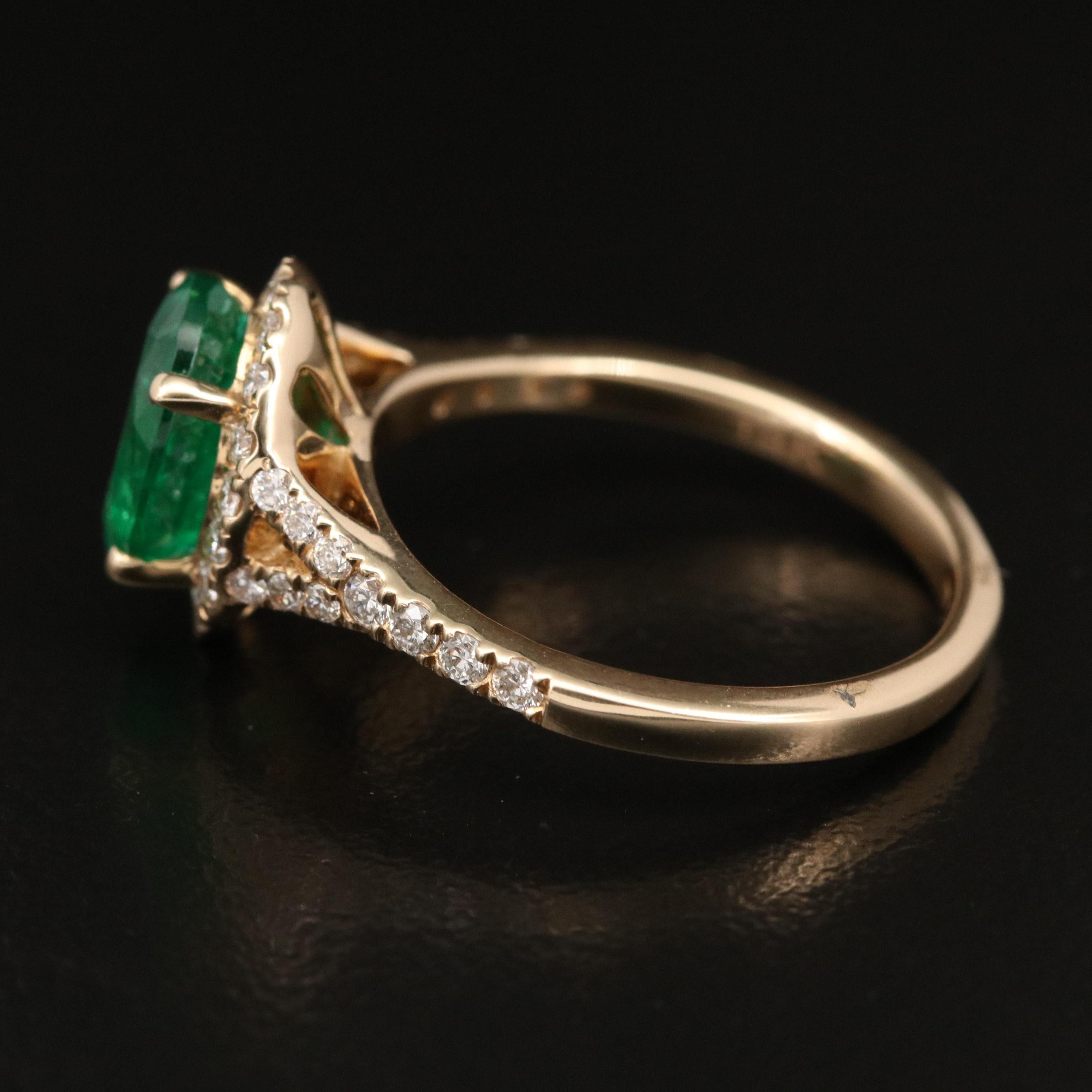 For Sale:  Antique Emerald Engagement Ring Halo Vintage Diamonds Engagement Ring 6