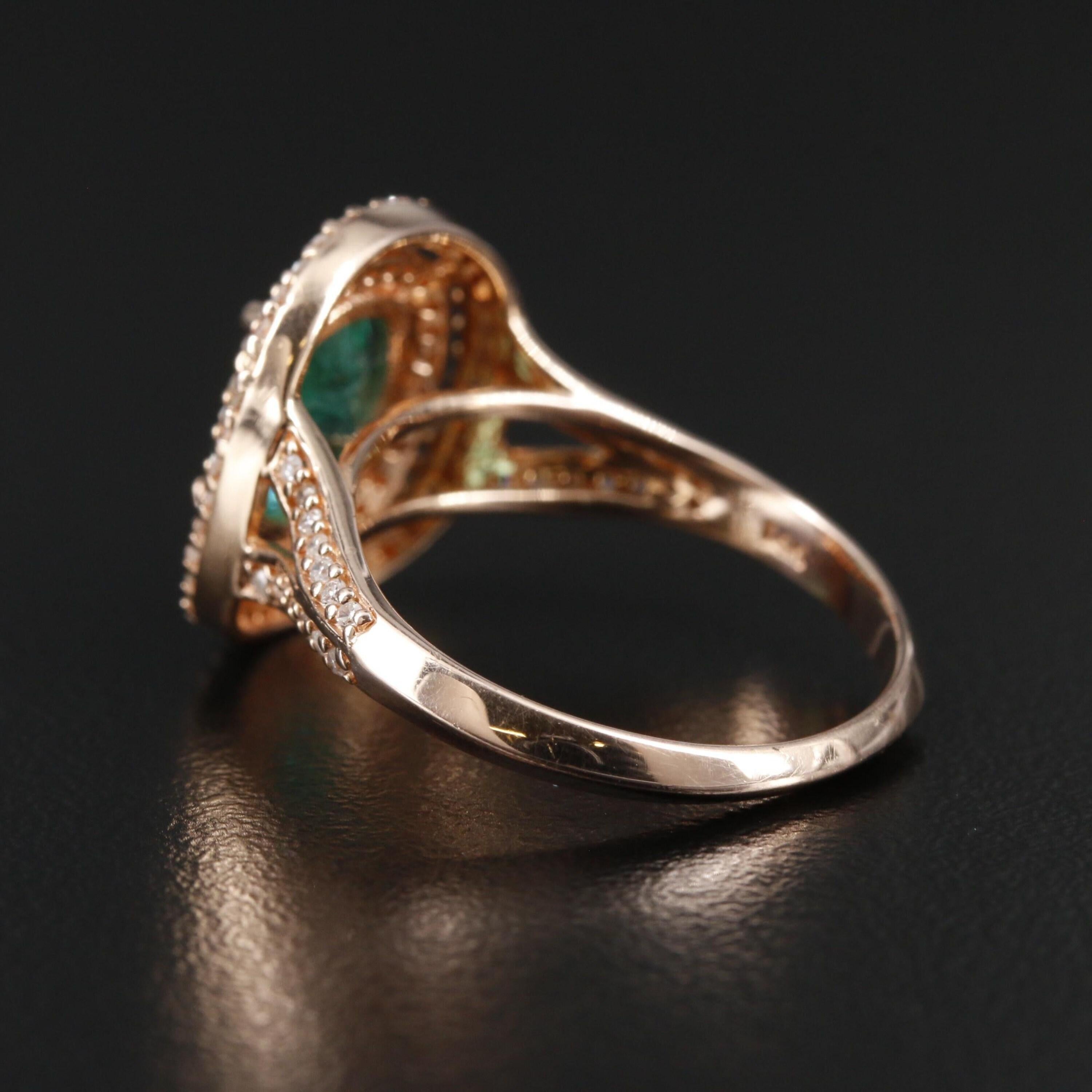 For Sale:  Antique Emerald Engagement Rings for Her, Double Halo Emerald Ring 4