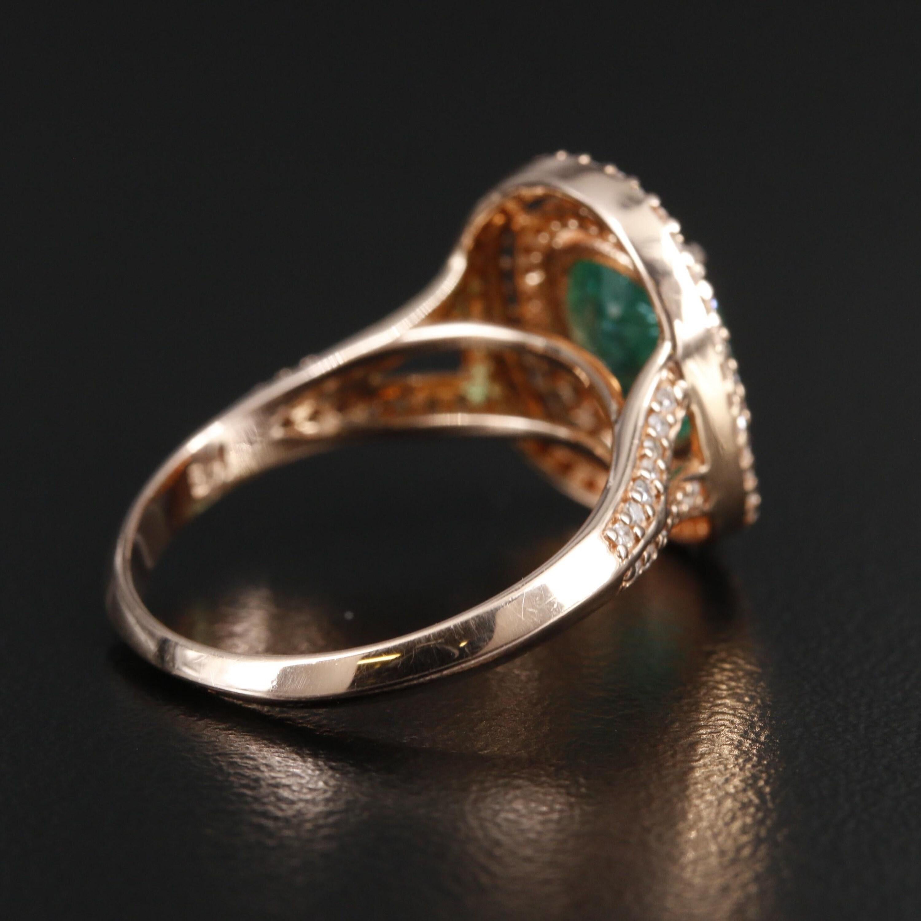 For Sale:  Antique Emerald Engagement Rings for Her, Double Halo Emerald Ring 5