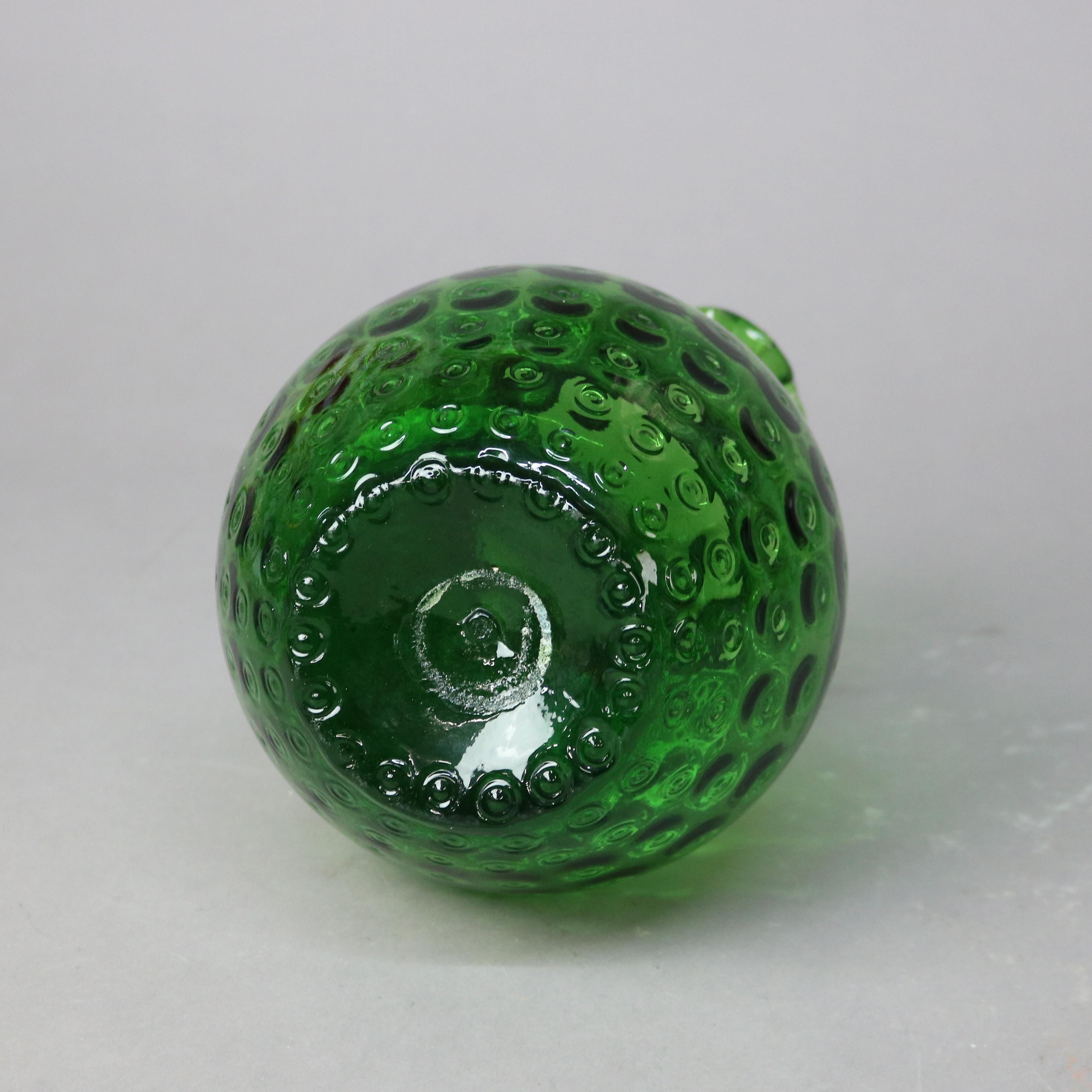 Antique pichet à eau cannelé vert émeraude avec motif de spot de monnaie C1890 en vente 3