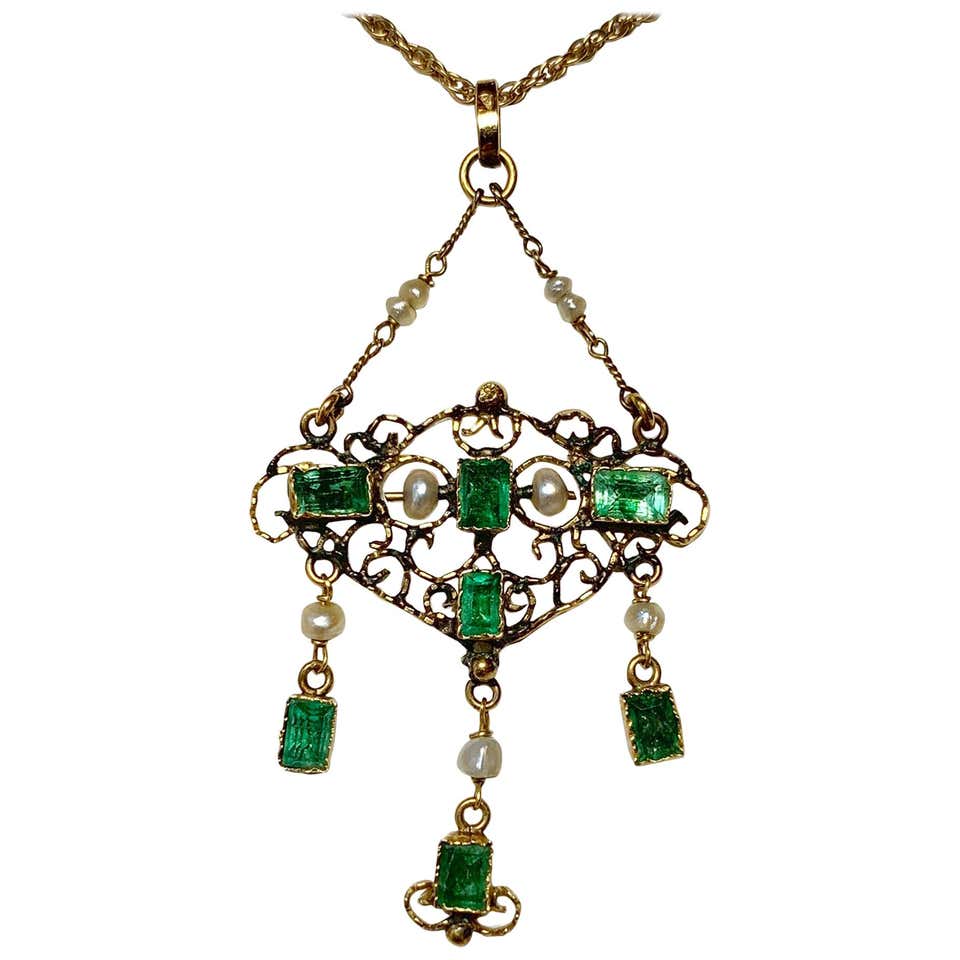 Opal Tourmaline Enamel Pendant Necklace Austro-Hungarian Renaissance ...