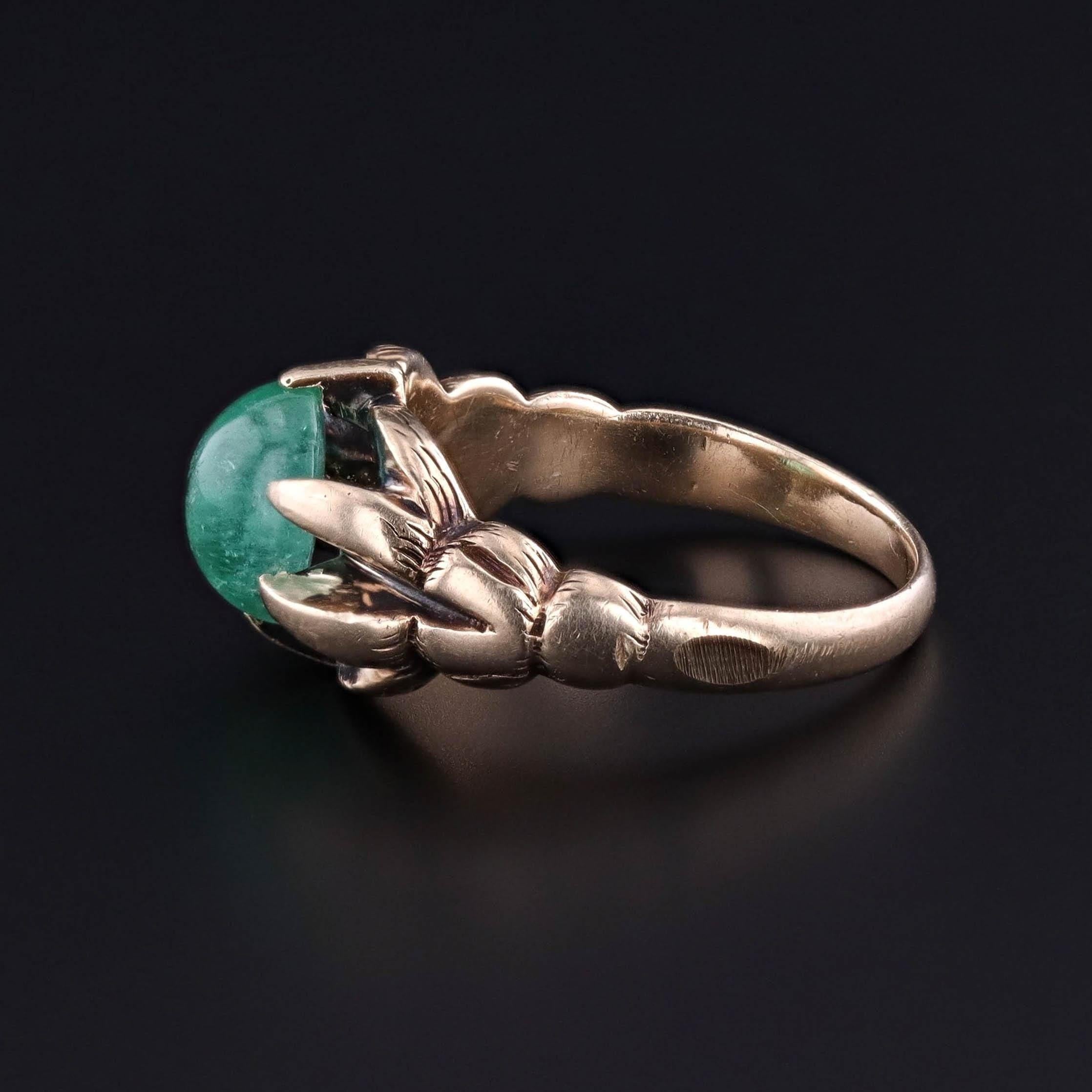 Art Nouveau Antique Emerald Ring of 10k Gold For Sale