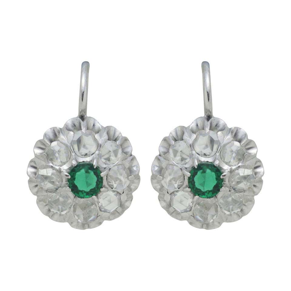 Emerald Cut Peridot Diamond Pave Earrings For Sale at 1stDibs