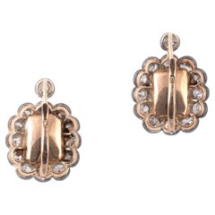 Antique Emerald Silver And Gold Earrings 1820's