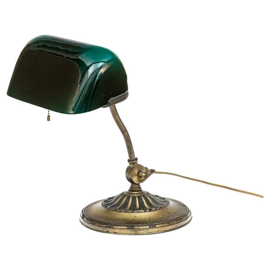 Antique Emeralite Bankers Light For Sale
