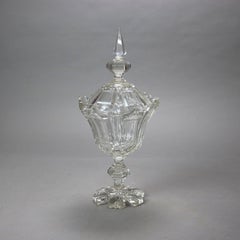Antique Emhart Cut Glass Lidded Compote C1840