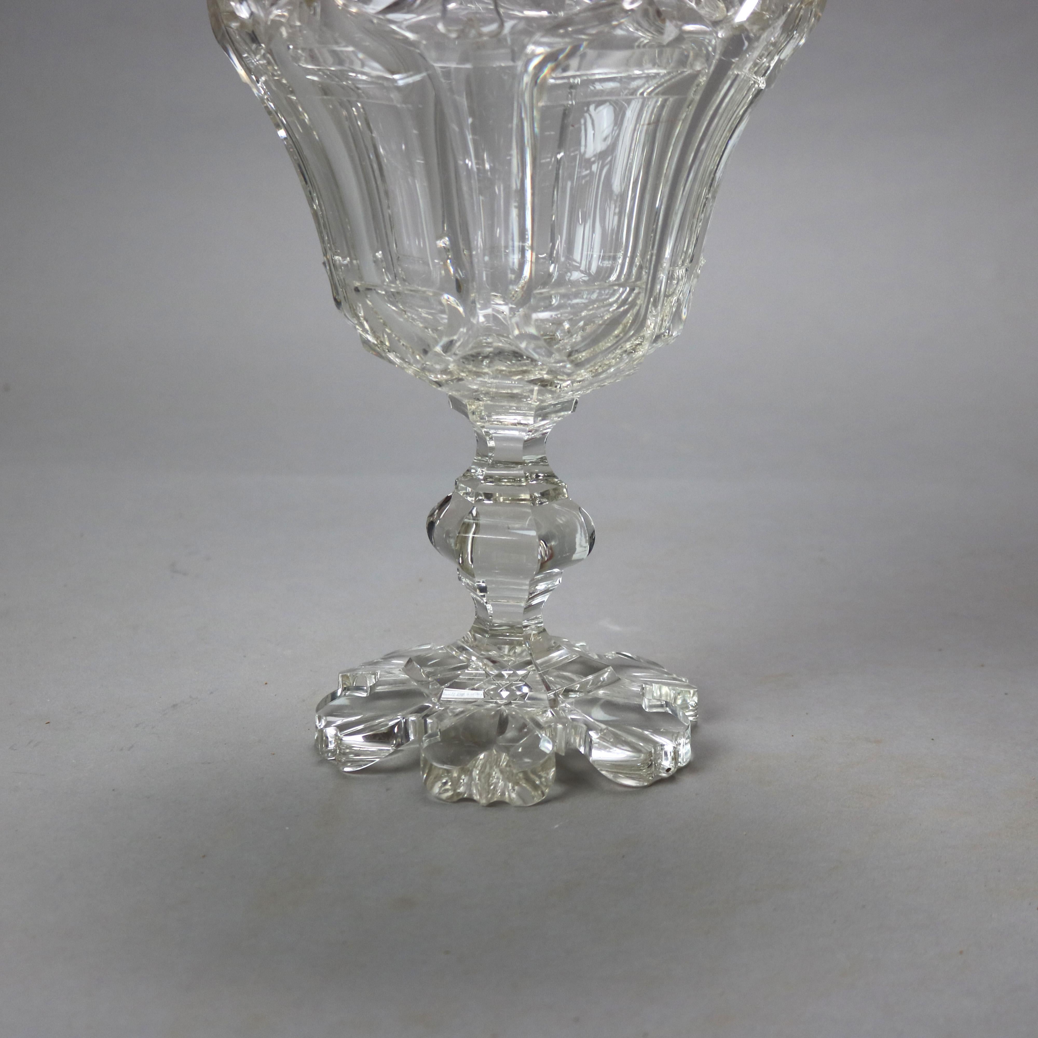 Antique compote à couvercle en verre taillé Emhart C1840 Bon état - En vente à Big Flats, NY