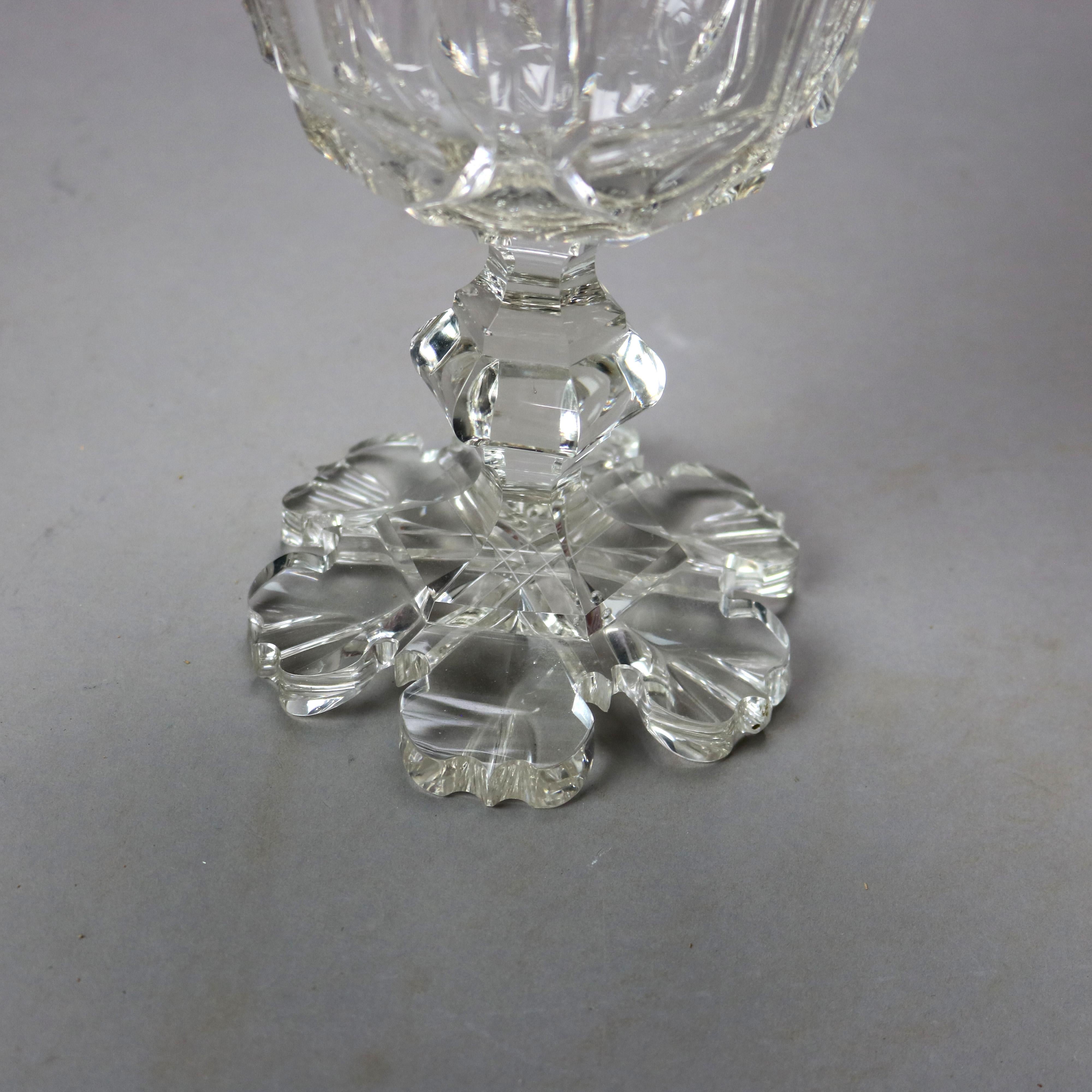 Antique compote à couvercle en verre taillé Emhart C1840 en vente 2