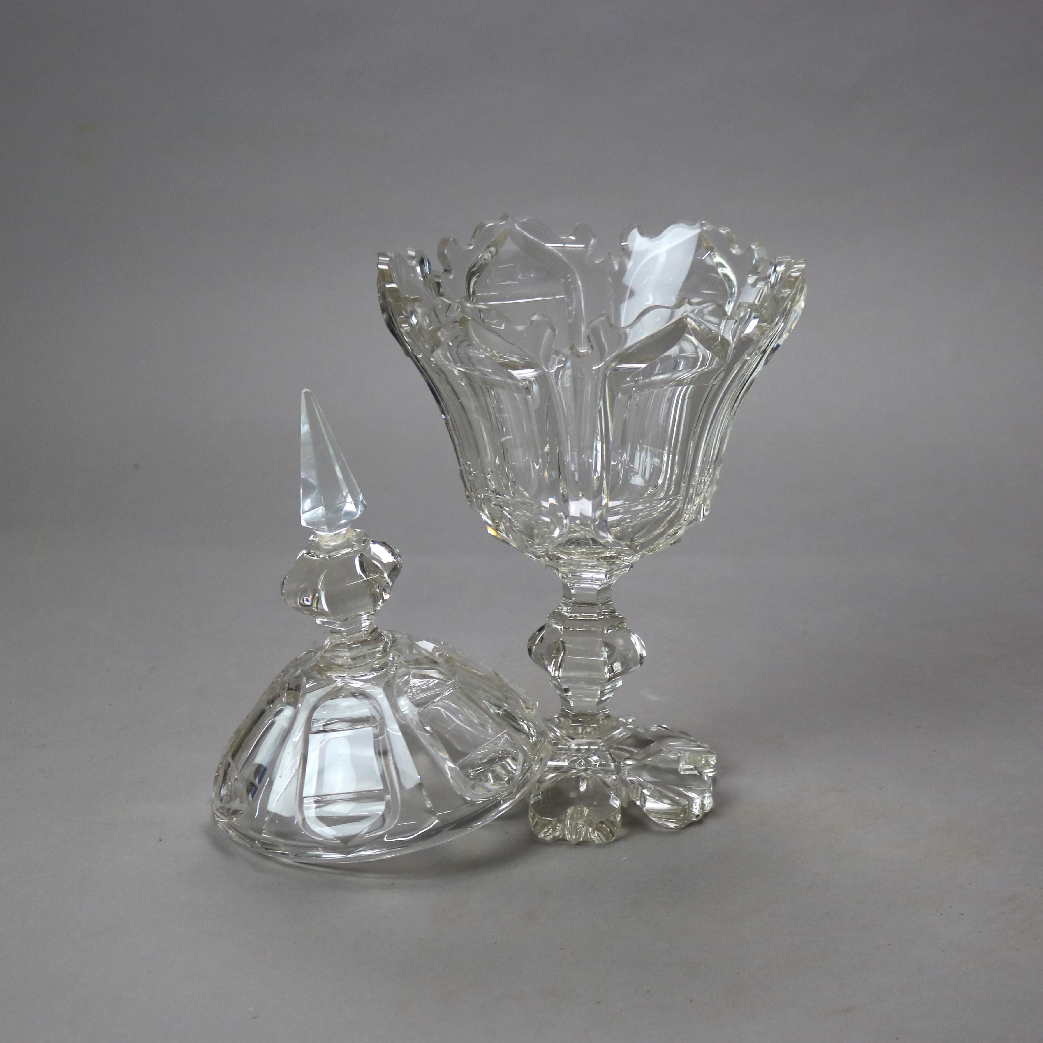 Antique compote à couvercle en verre taillé Emhart C1840 en vente 4