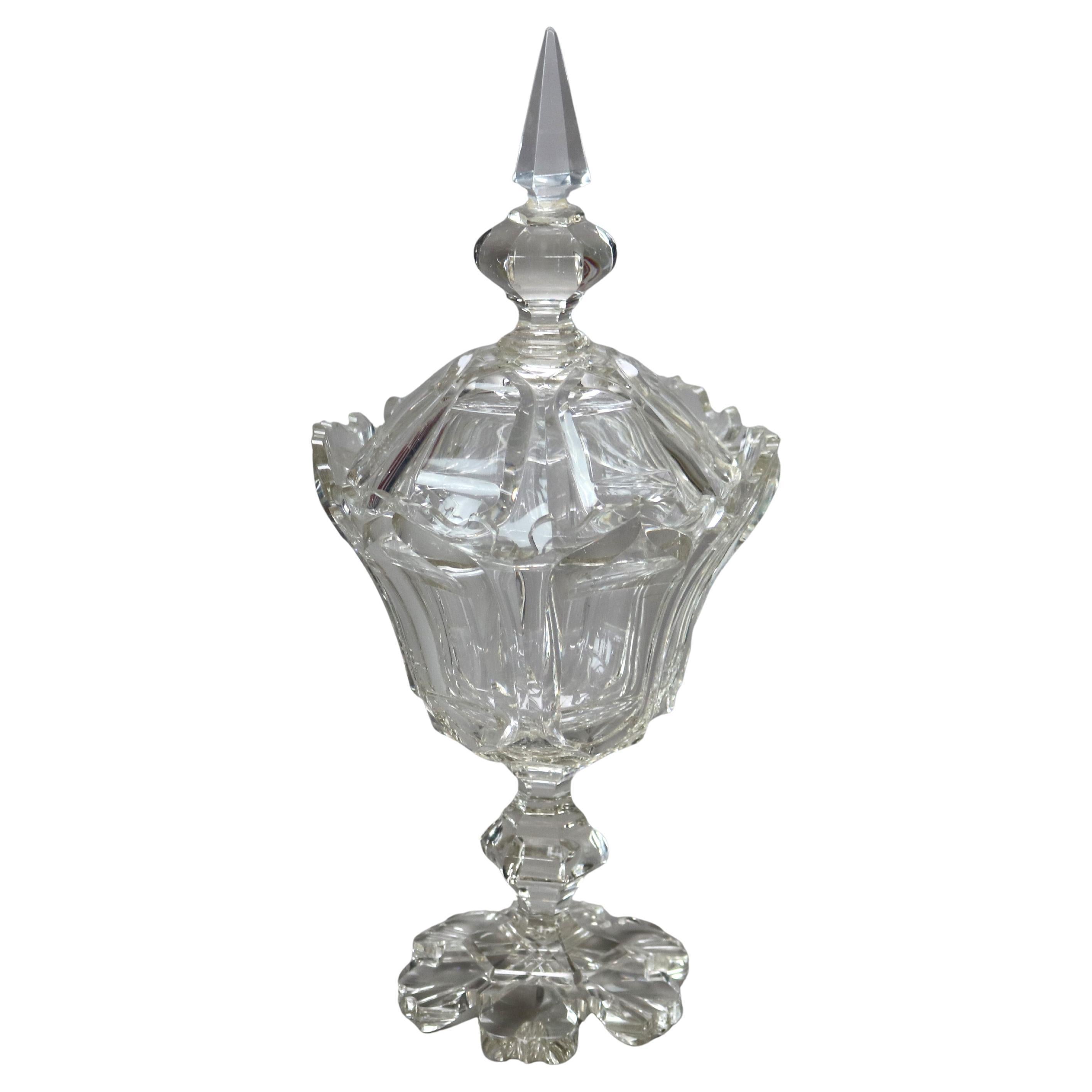 Antica composta con coperchio in vetro tagliato Emhart C1840