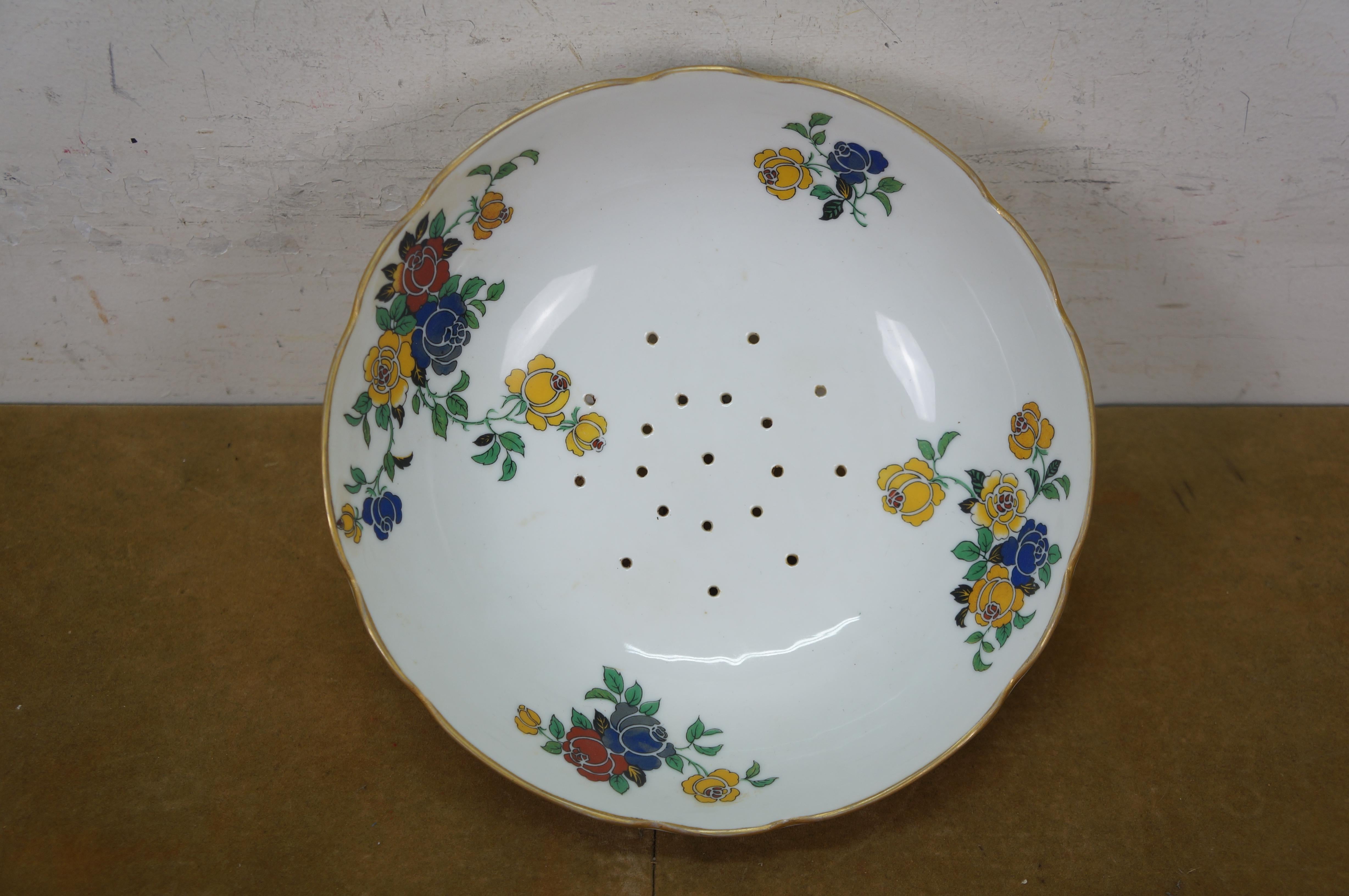 Antike Emil Madesclaire French Limoges Berry Abtropfschale & Unterteller im Angebot 1