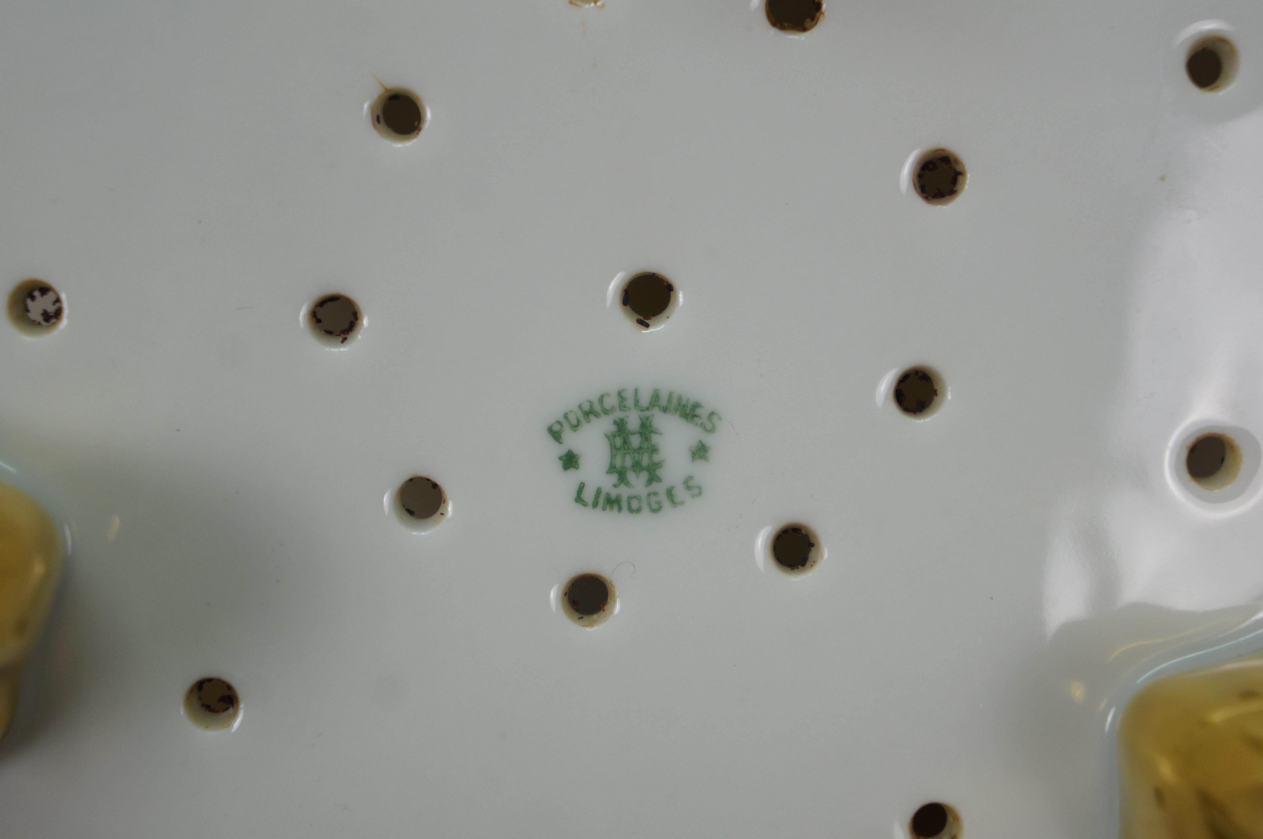 Antike Emil Madesclaire French Limoges Berry Abtropfschale & Unterteller im Angebot 3