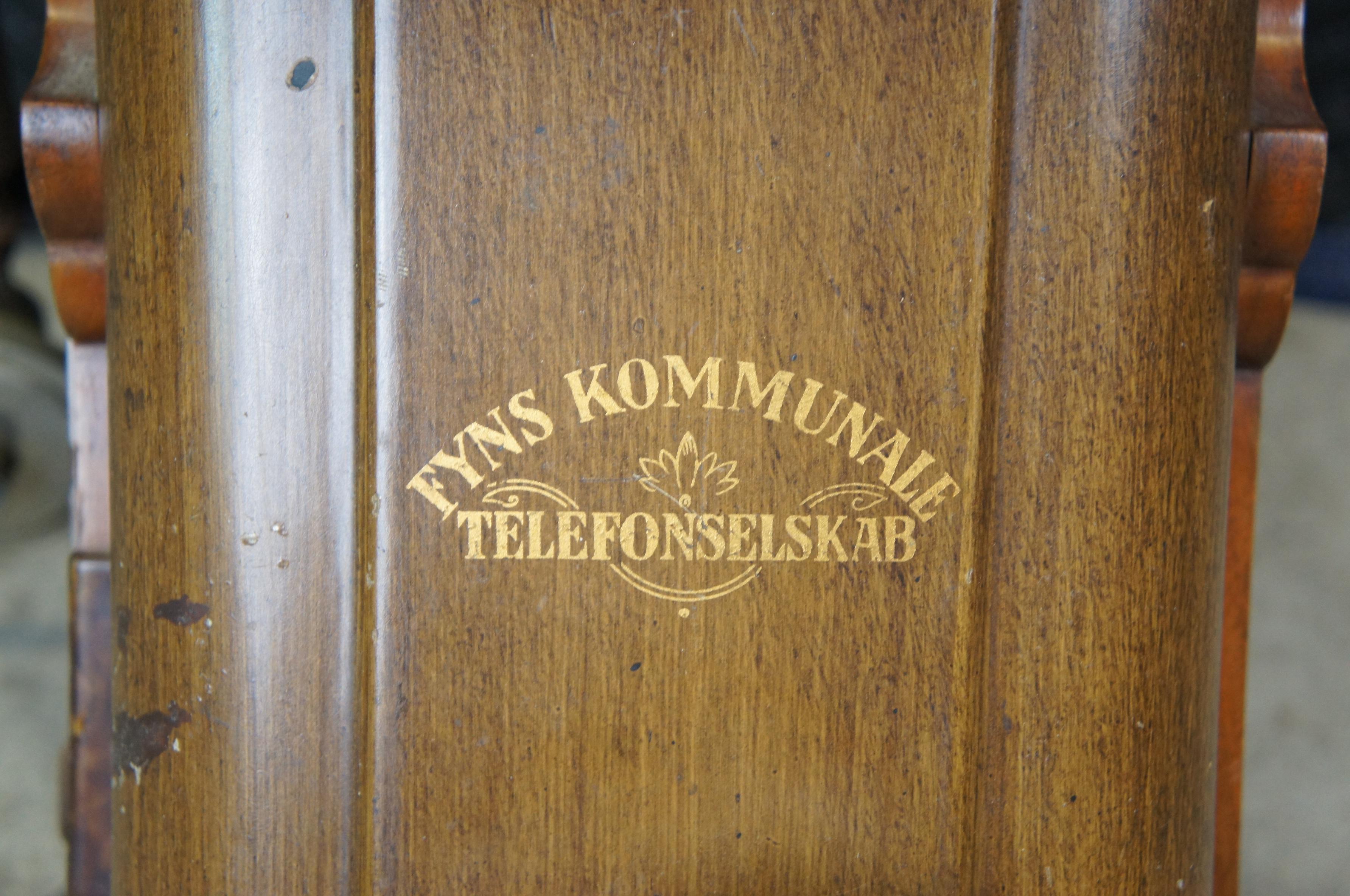 Antique Emil Moller Danish Oak Kommunale Telefonselskab Telephone Phone 2
