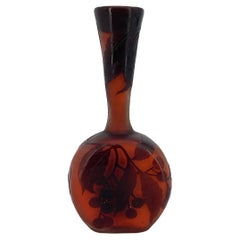 Antique Emile Gallé Vase Art Nouveau Period in Orange Glass