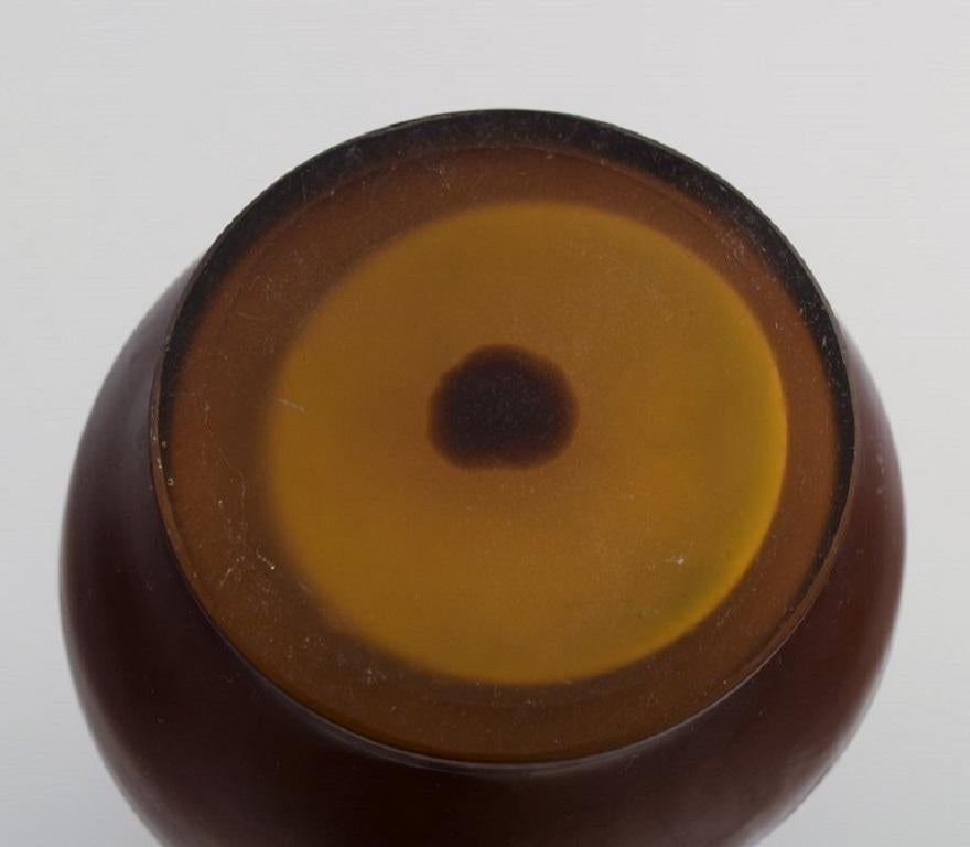 Antique Emile Gallé Vase in Dark Yellow and Light Brown Art Glass For Sale 1