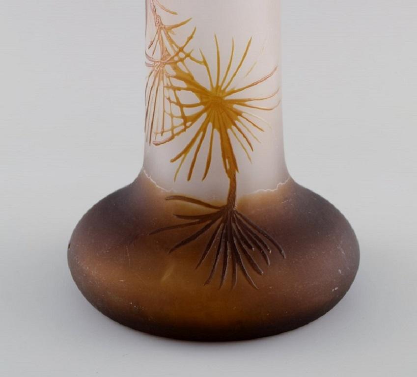 Antique Emile Gallé Vase in Frosted and Light Brown Art Glass, Early 20th C In Excellent Condition In Copenhagen, DK