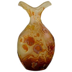 Antique Emile Gallé Vase in Light Frosted and Amber Colored Art Glass