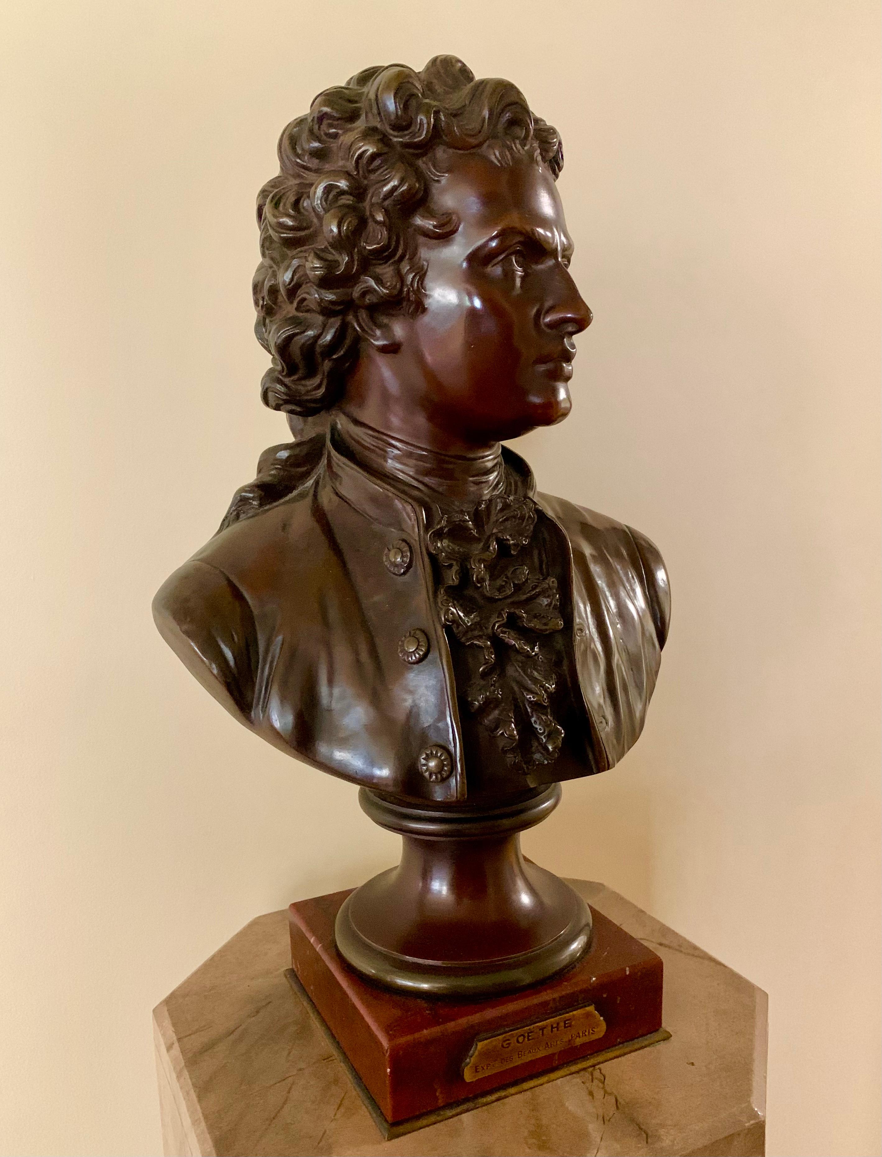 Antique Emile Pinedo Exposition des Beaux Arts Paris Bronze Bust of Goethe 3