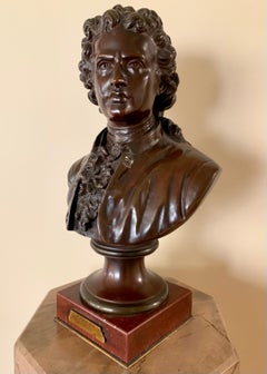 Antique Emile Pinedo Exposition des Beaux Arts Paris Bronze Bust of Goethe