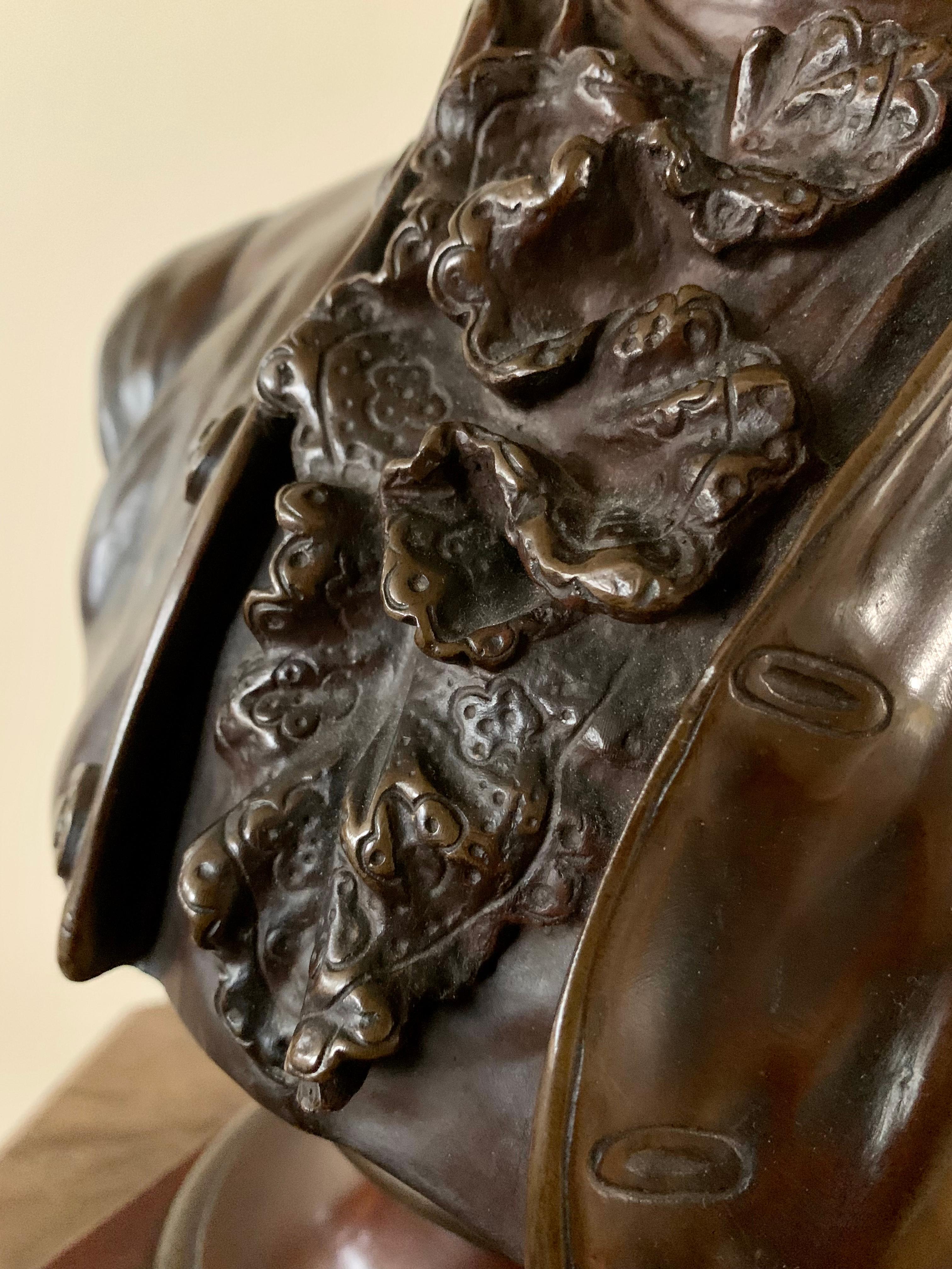 Romantic Antique Emile Pinedo Exposition des Beaux Arts Paris Bronze Bust of Goethe
