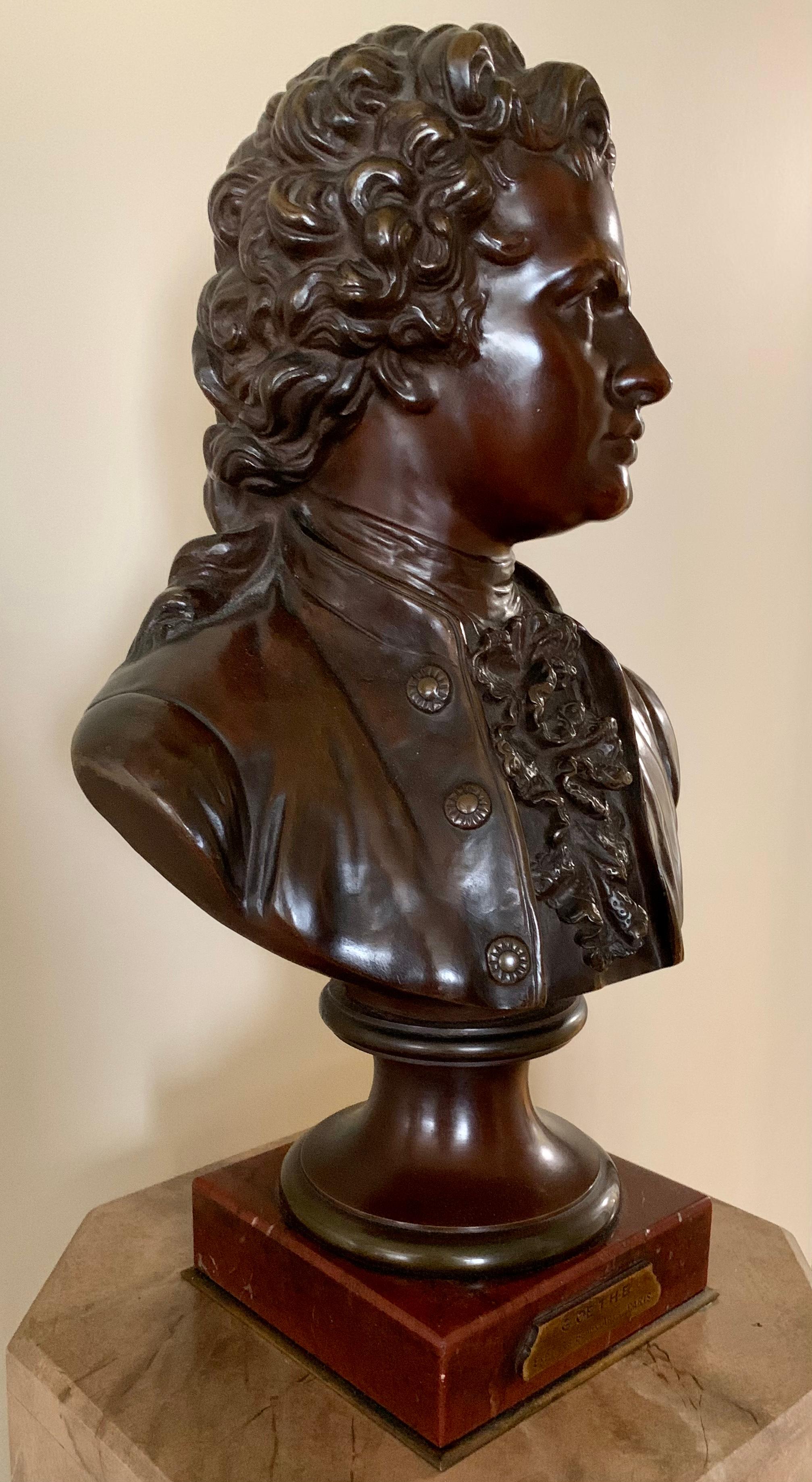 French Antique Emile Pinedo Exposition des Beaux Arts Paris Bronze Bust of Goethe