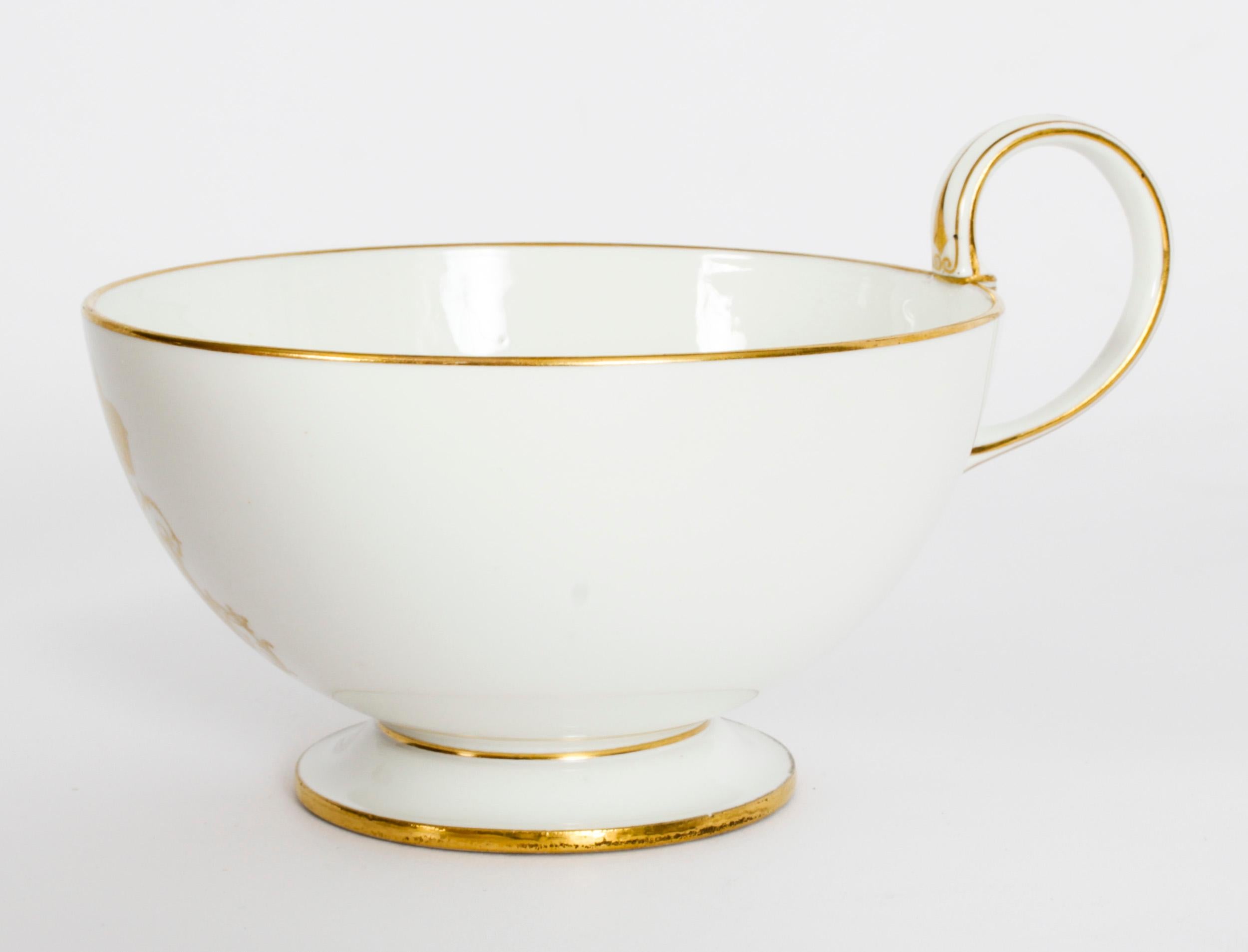 Antique Emperor Napoleon III Sevres Porcelain Cup Saucer & Sugar Bowl 19th C For Sale 5