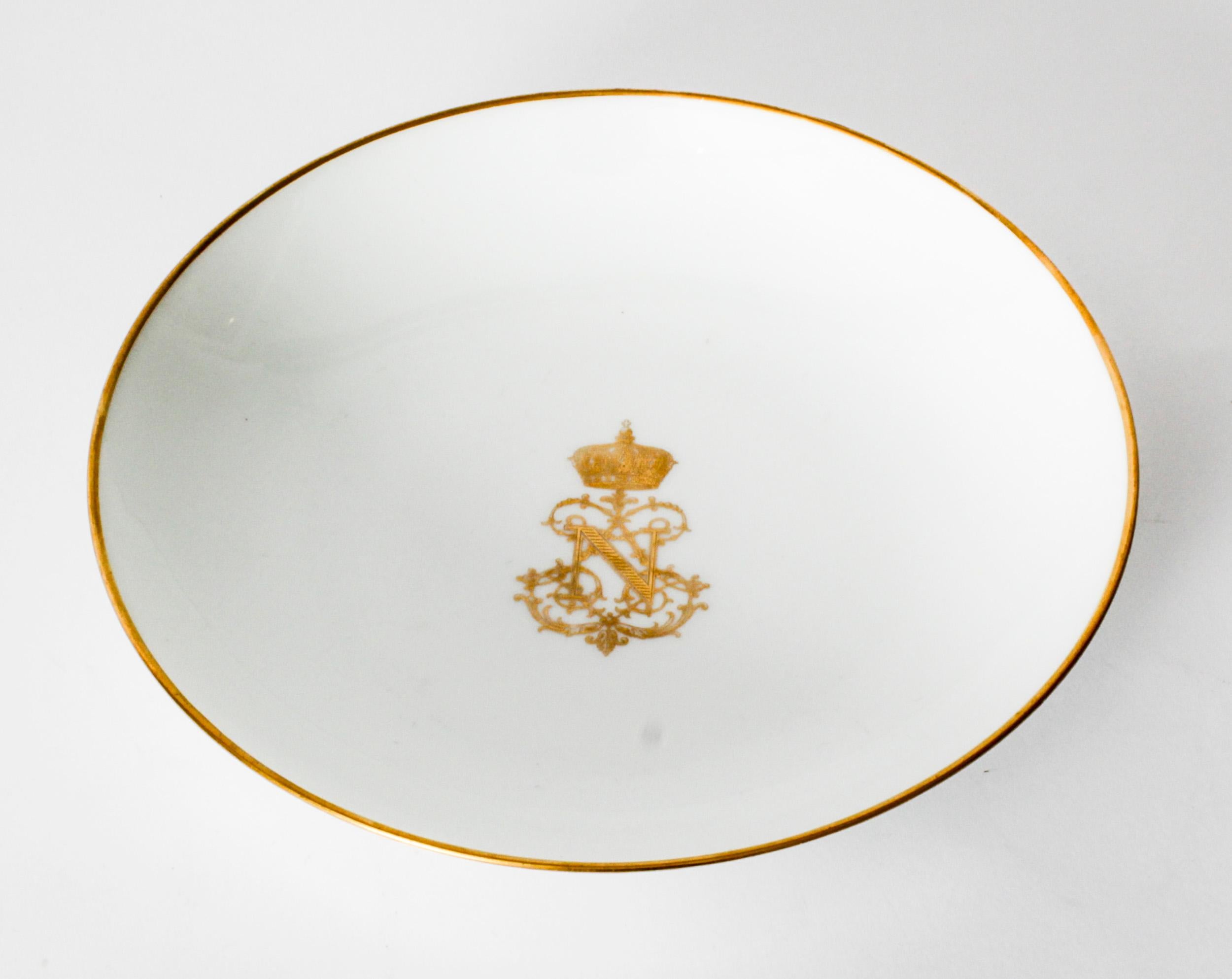 Antique Emperor Napoleon III Sevres Porcelain Cup Saucer & Sugar Bowl 19th C For Sale 6