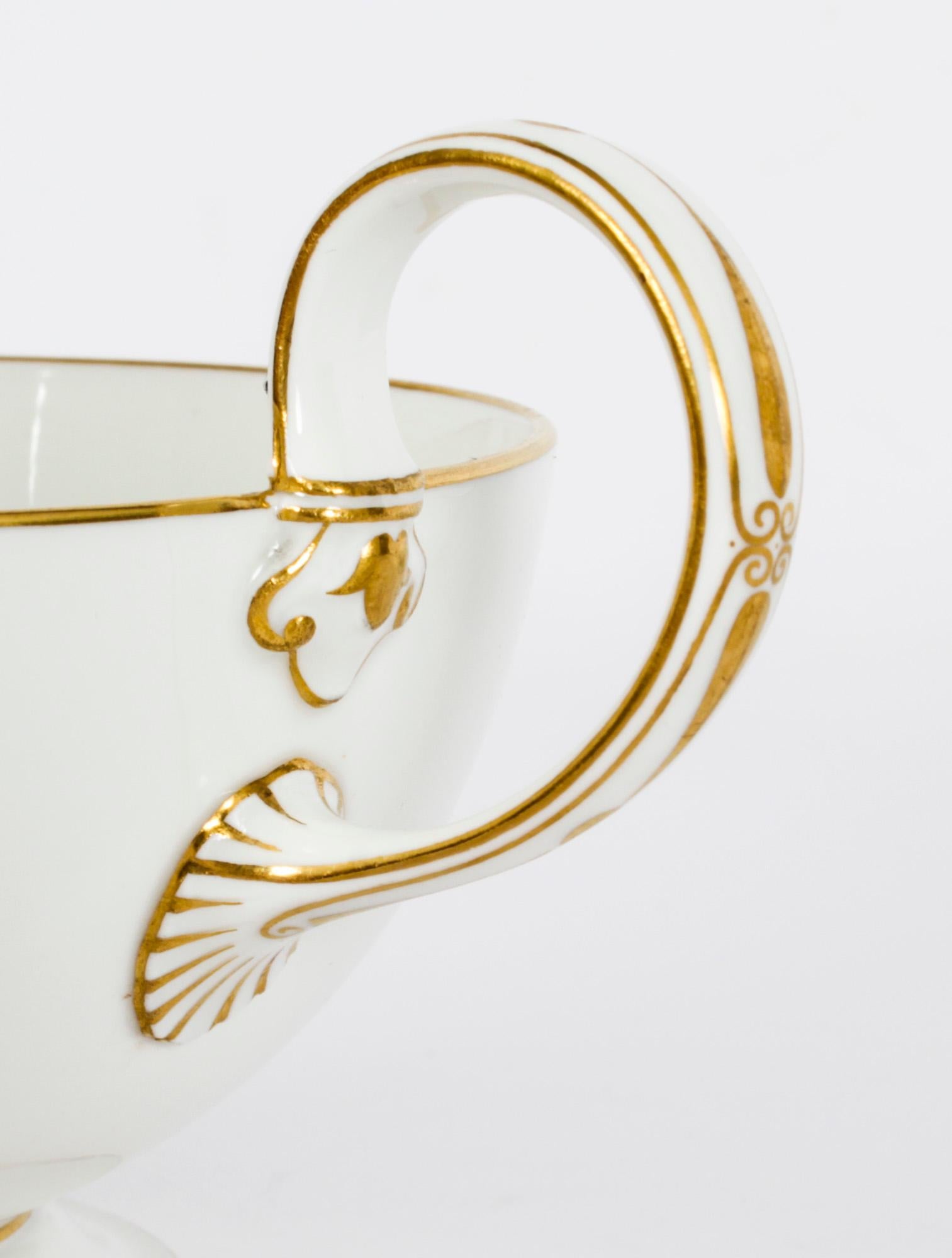 Antique Emperor Napoleon III Sevres Porcelain Cup Saucer & Sugar Bowl 19th C For Sale 9