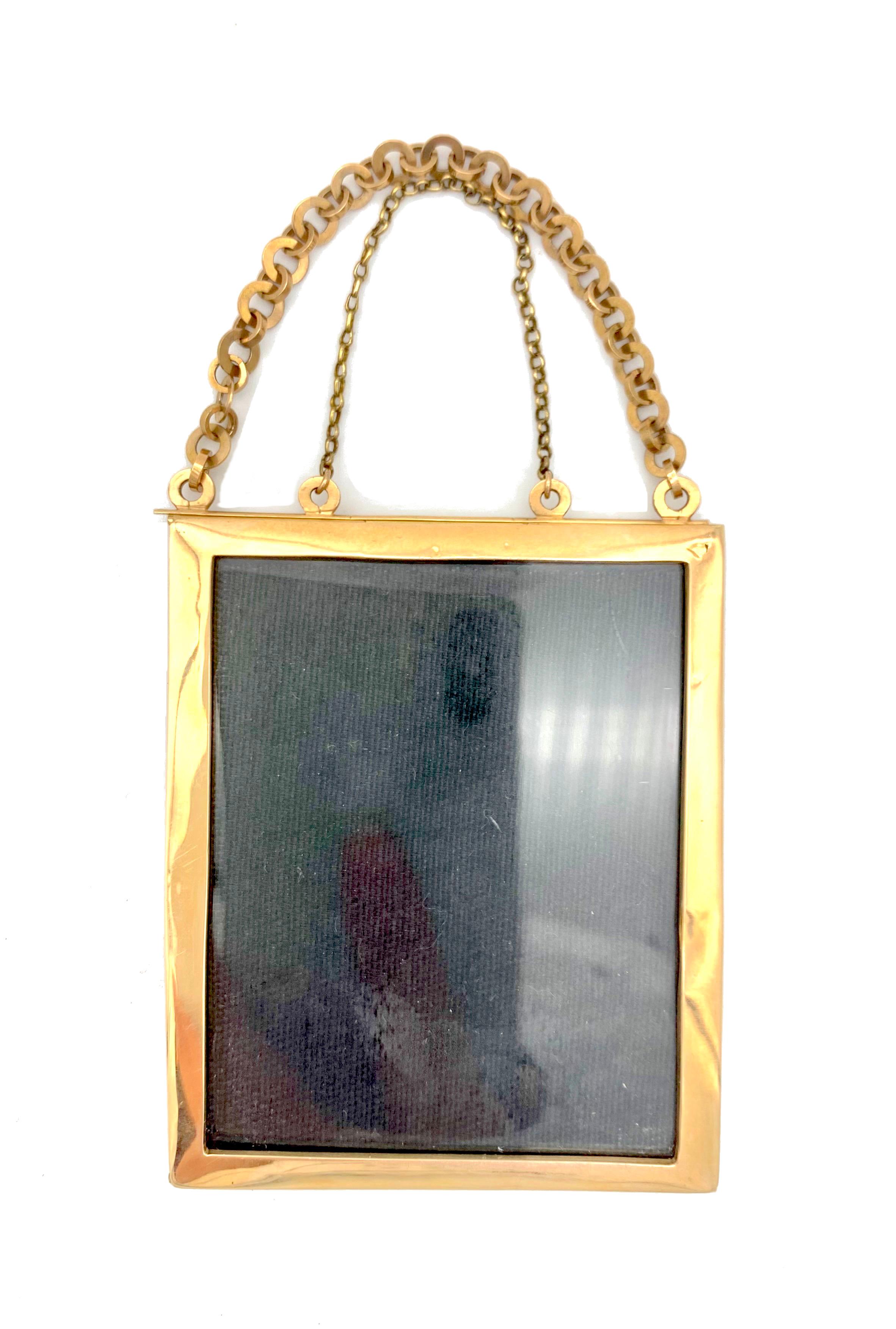 Antique Empire 18k Gold Pendant Frame Double Sided Frame Miniature Frame Enamel In Good Condition For Sale In Munich, Bavaria