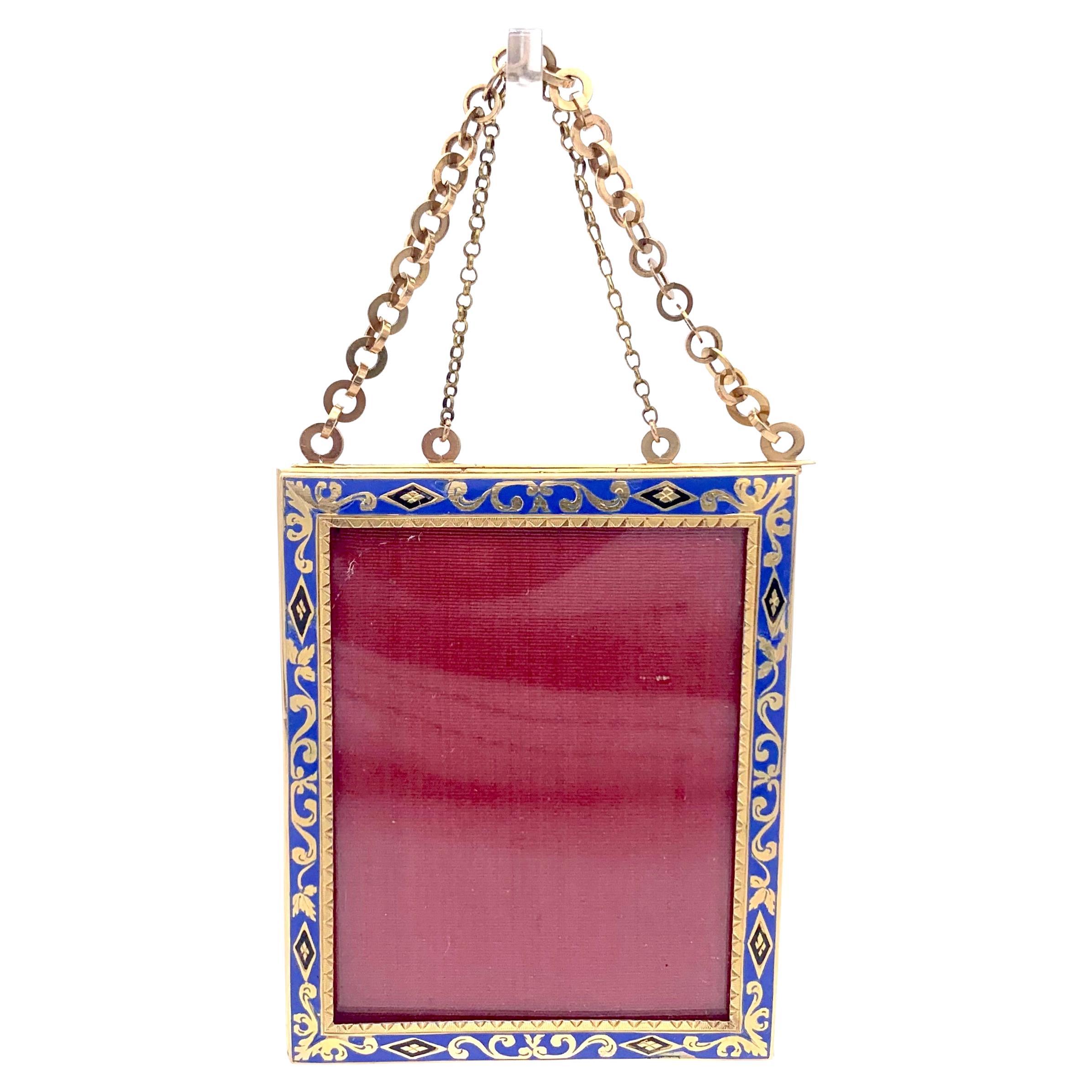 Antike Empire Antiques 18k Gold Anhänger Frame Double Sided Frame Miniature Frame Emaille