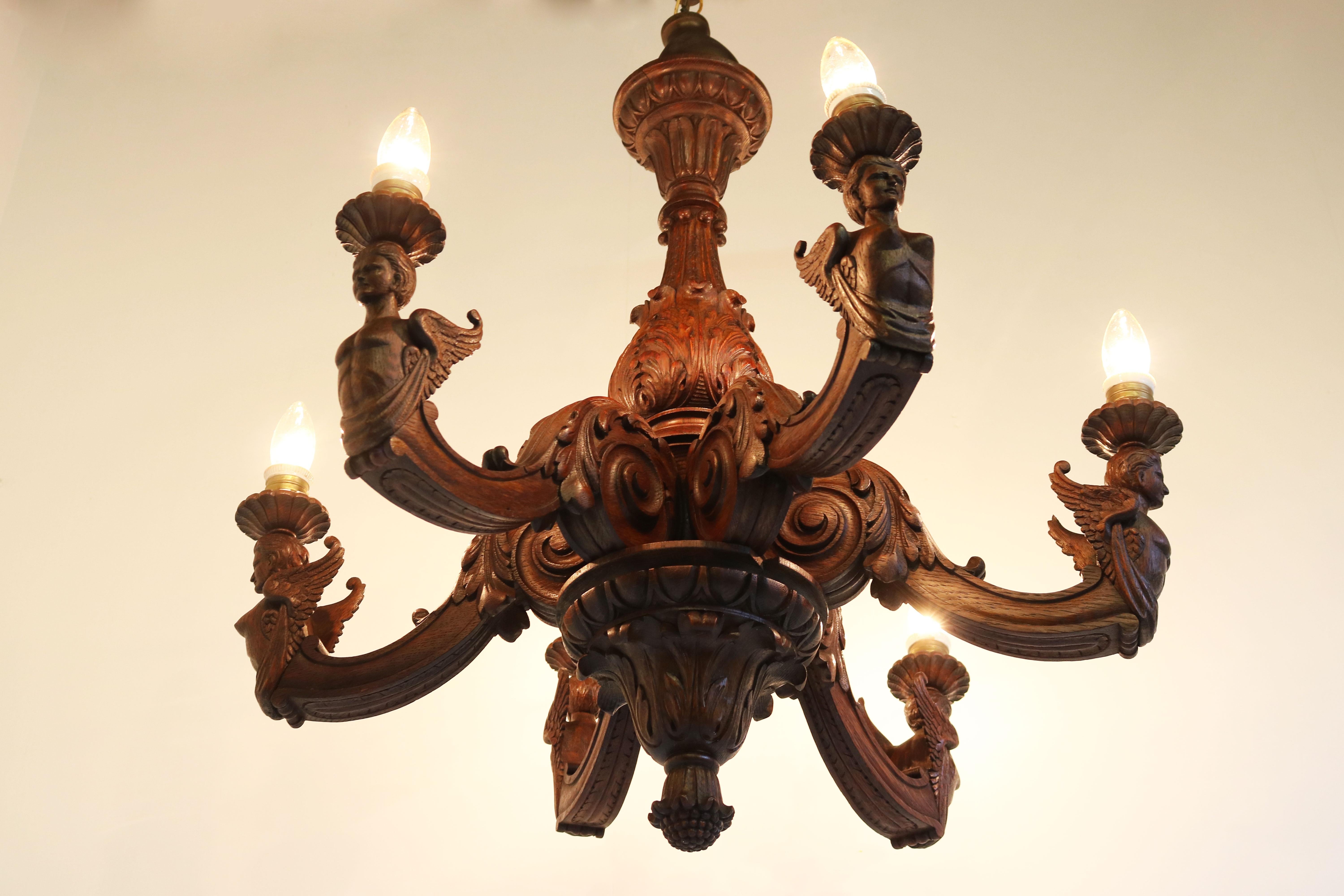 antique wood chandelier