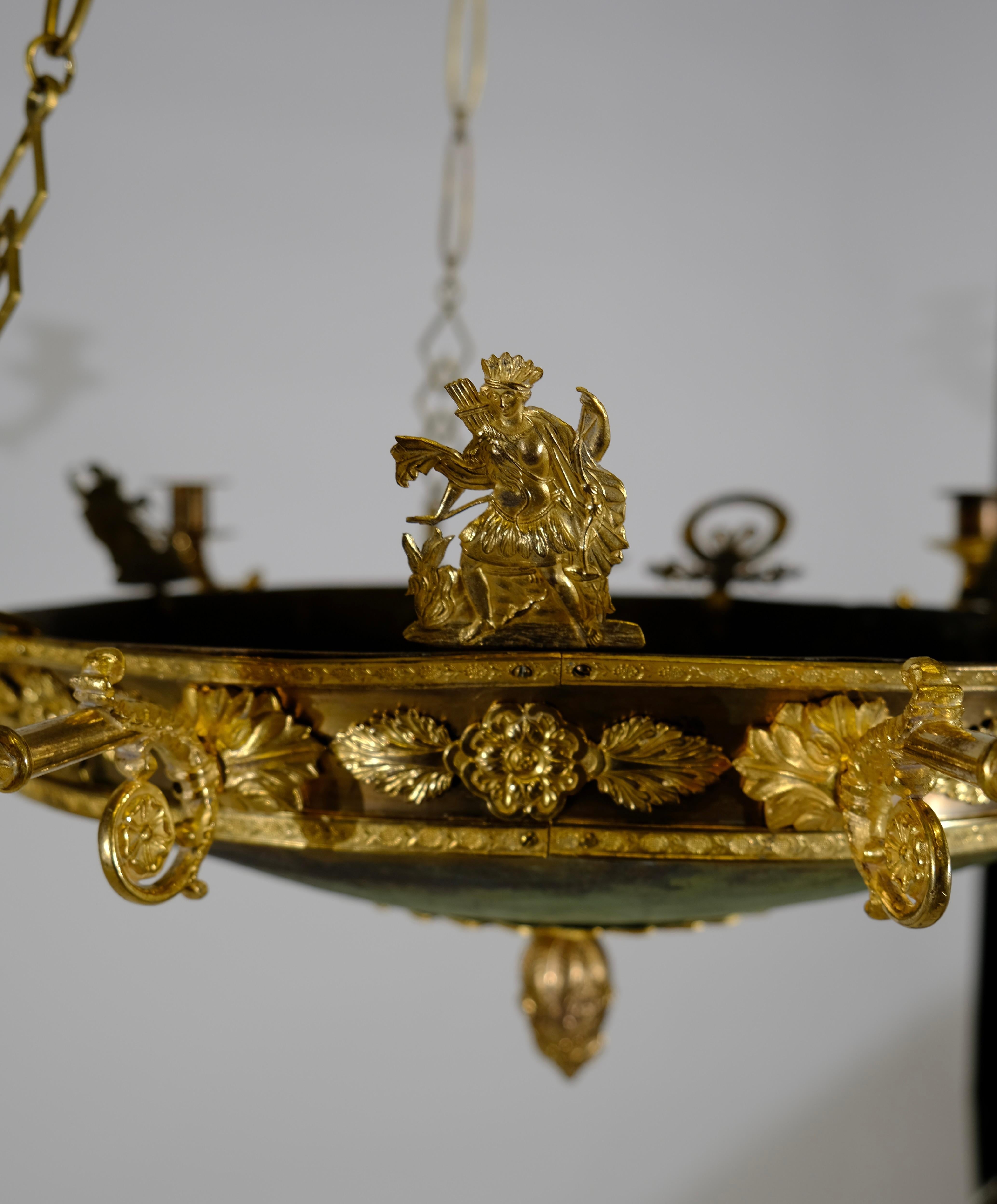 Early 19th Century Antique Empire 9 Light Chandelier, Made circa 1820 For Sale