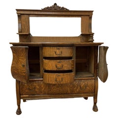 Antique Empire Antique Quarter Sawn Oak Buffet/Sideboard/Bar Cabinet with Mirror