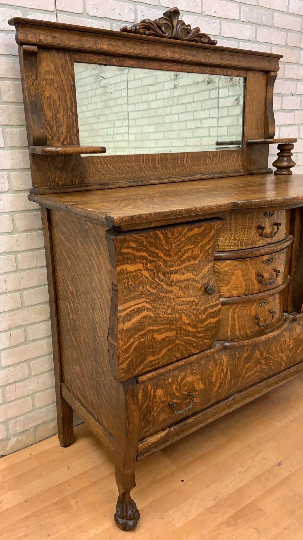 XX secolo Antico buffet/seduta/armadio da bar in Oak Oak con specchio in vendita