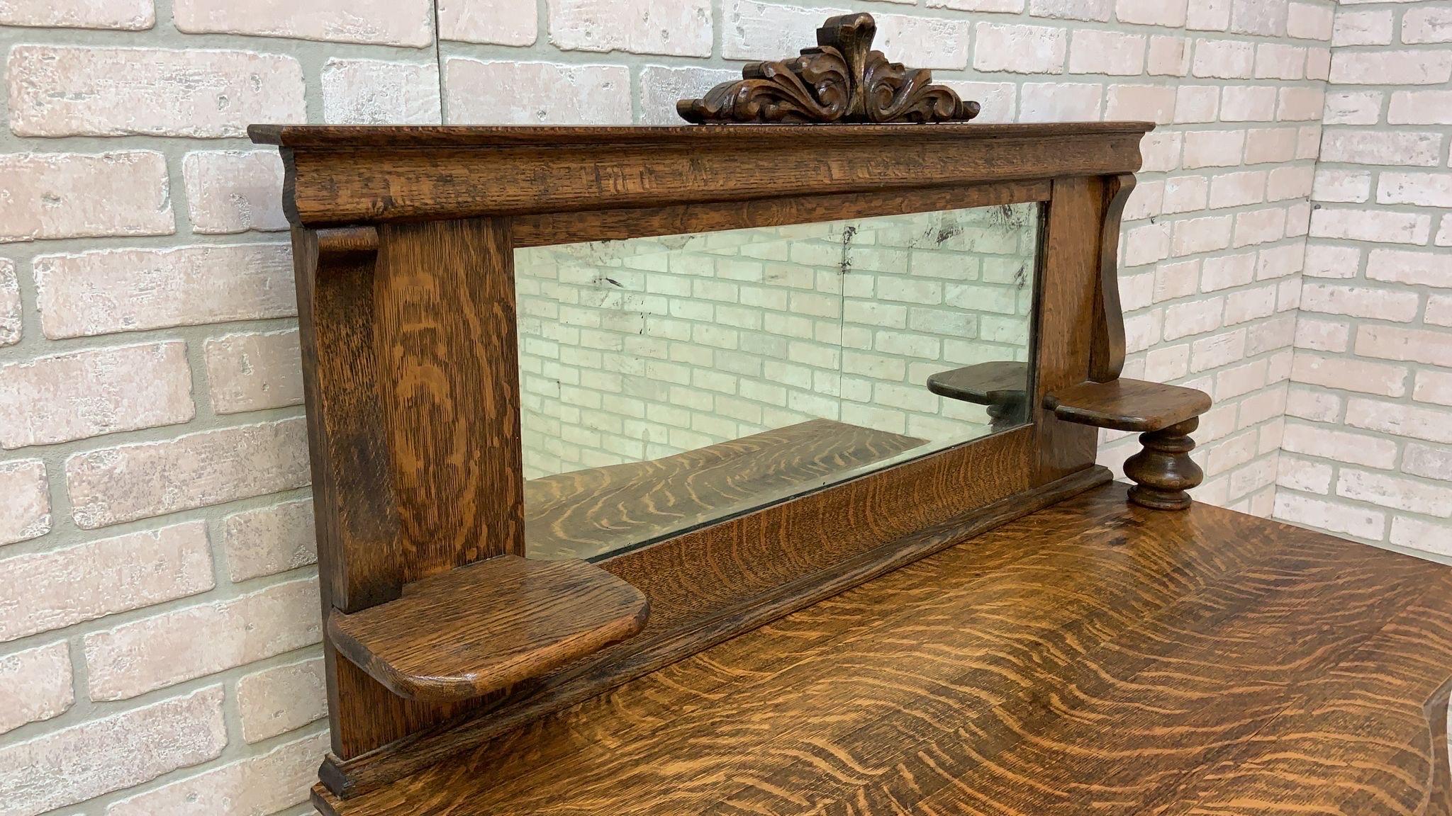 Specchio Antico buffet/seduta/armadio da bar in Oak Oak con specchio in vendita