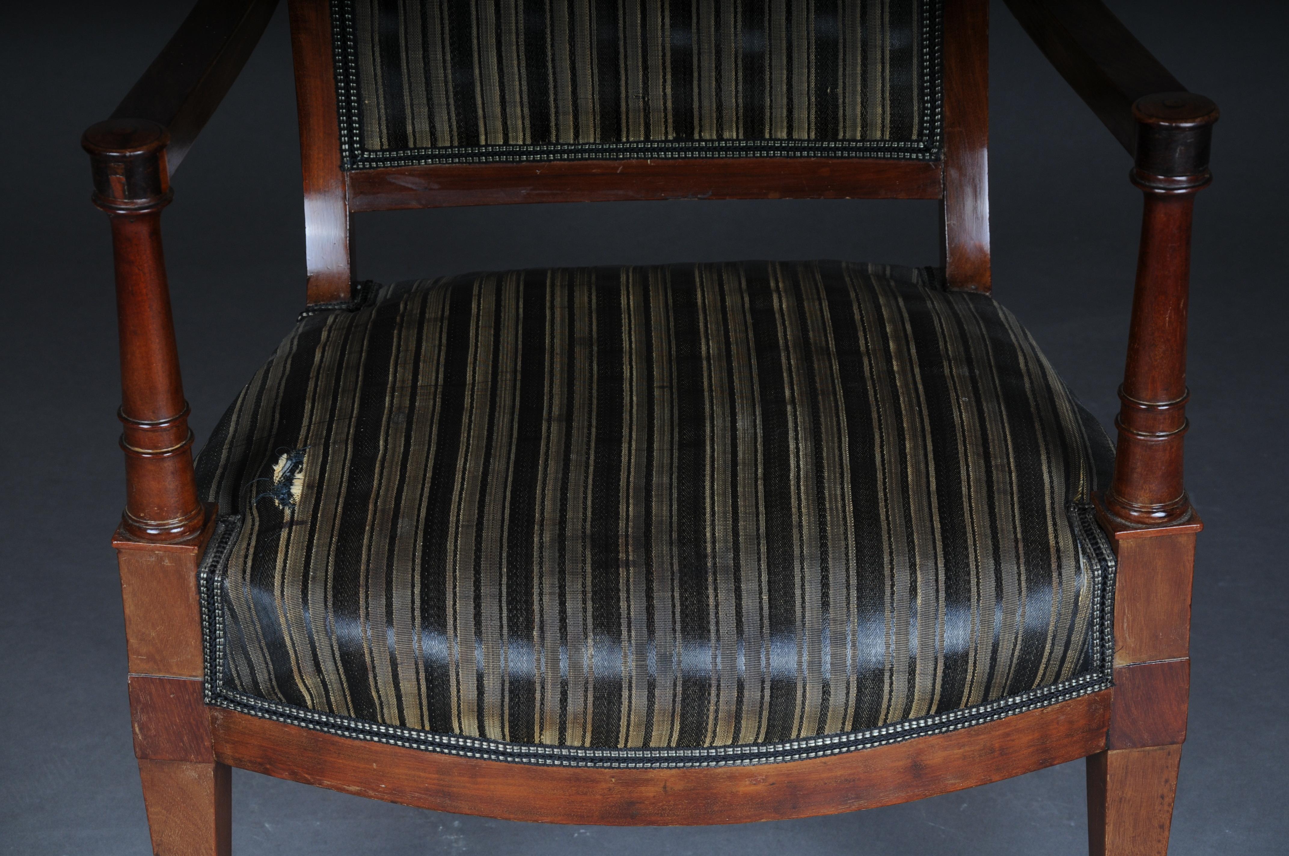 Mahogany Antique Empire armchair, mahogany, around 1890. For Sale
