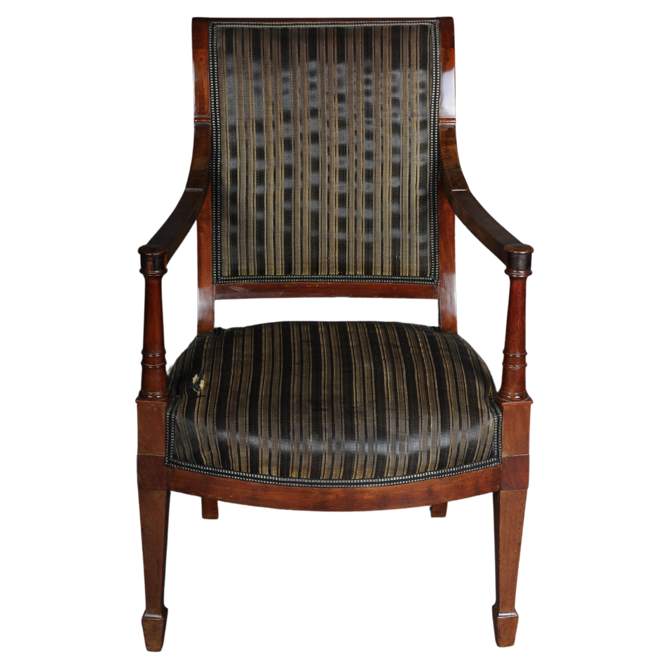 Fauteuil Empire ancien, acajou, vers 1890.