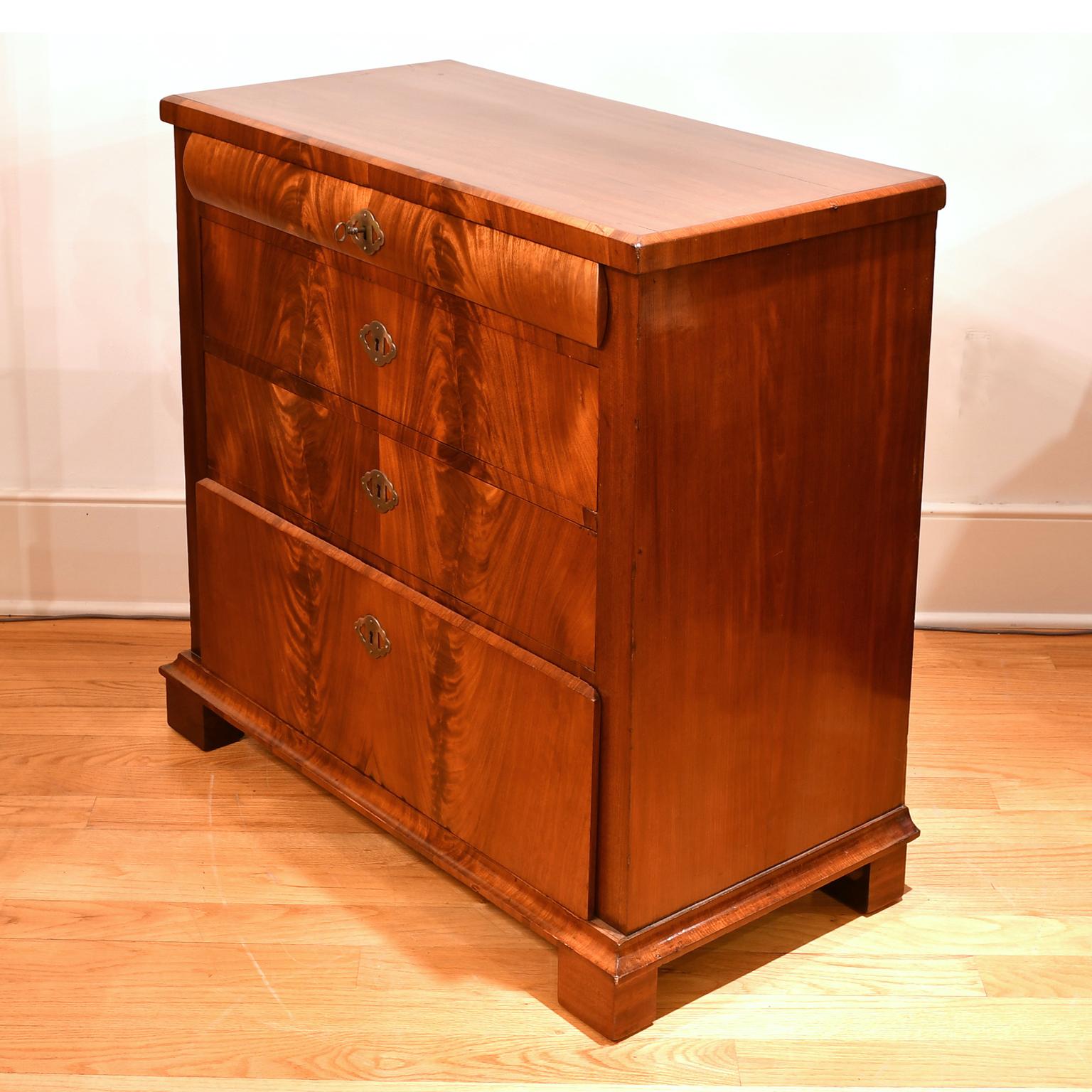 German Antique Empire/ Biedermeier Chest of Drawers in West Indies Mahogany, c. 1825 For Sale