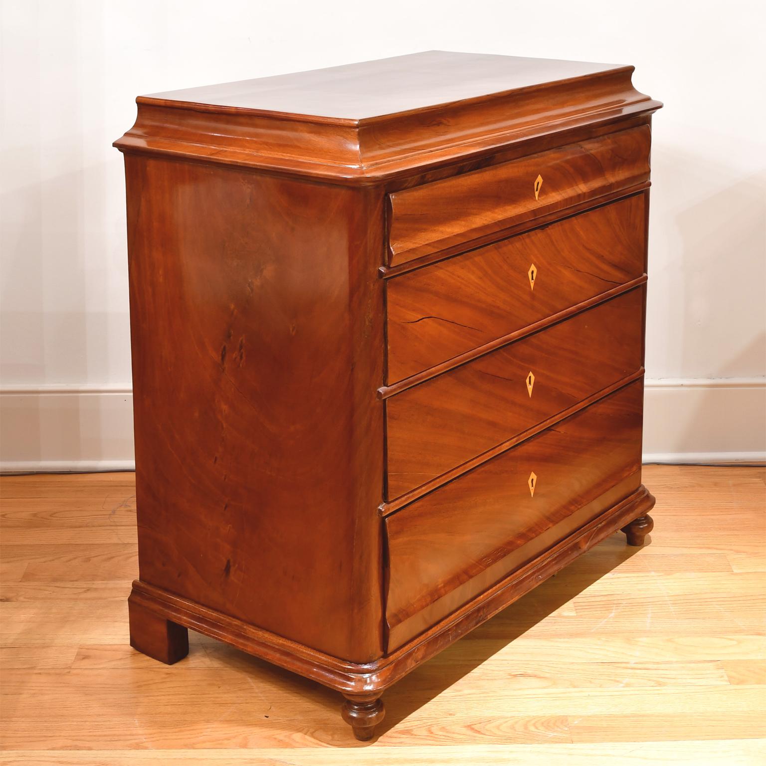 Danish Antique Empire/ Biedermeier Chest of Drawers in West Indies Mahogany, Denmark For Sale