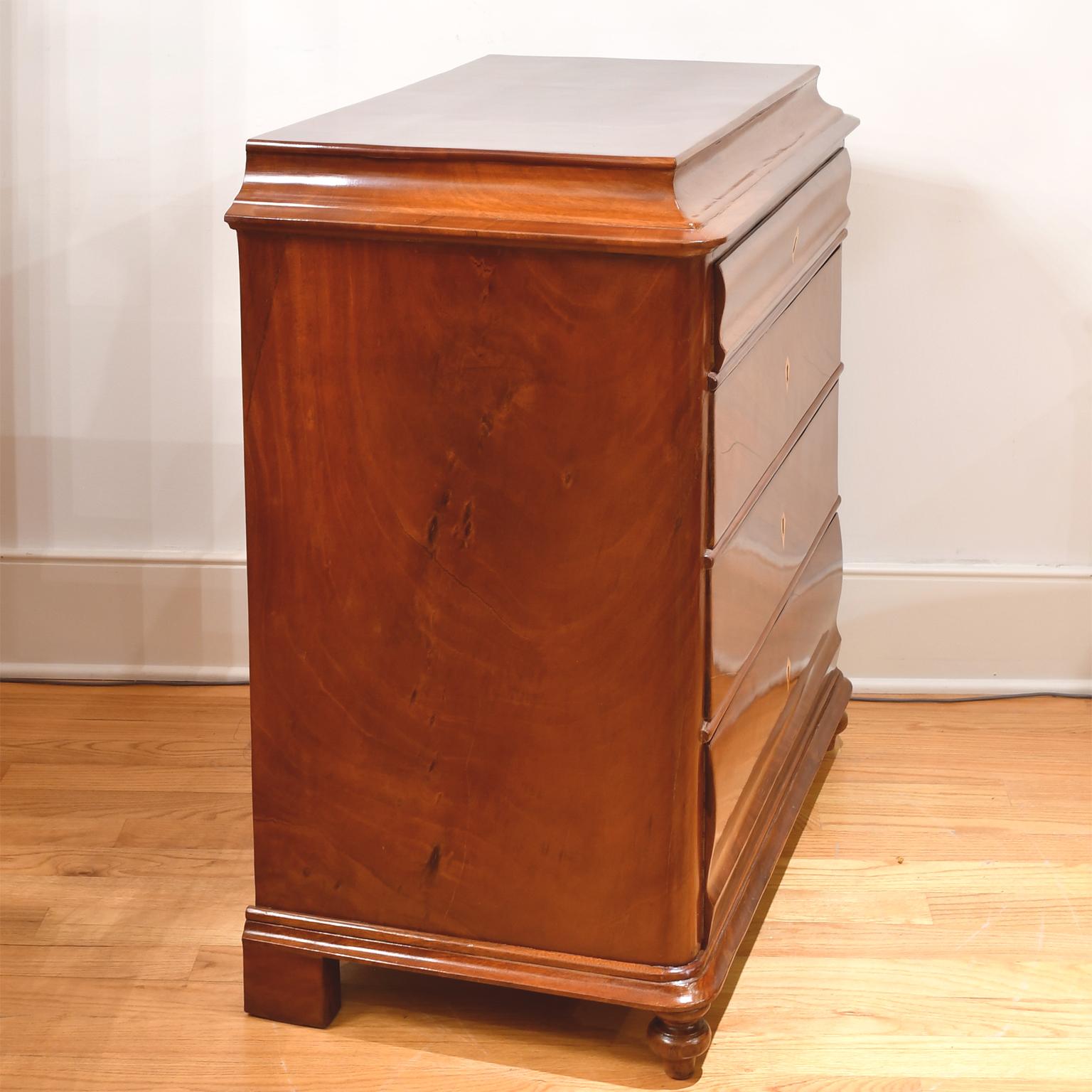 Polished Antique Empire/ Biedermeier Chest of Drawers in West Indies Mahogany, Denmark For Sale