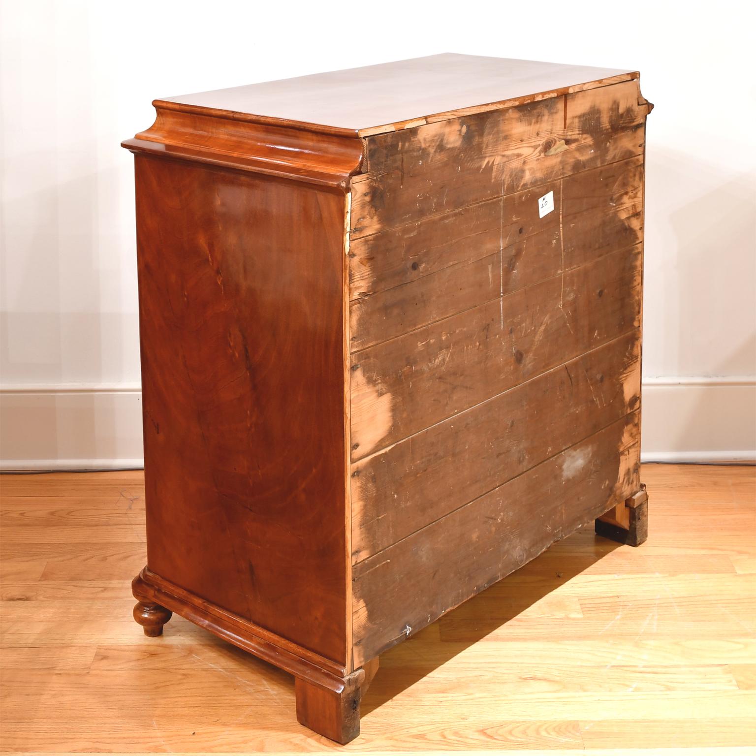Mid-19th Century Antique Empire/ Biedermeier Chest of Drawers in West Indies Mahogany, Denmark For Sale