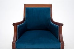 Antique Empire Blue Living Room Set, Scandinavia, 1850s, Restored