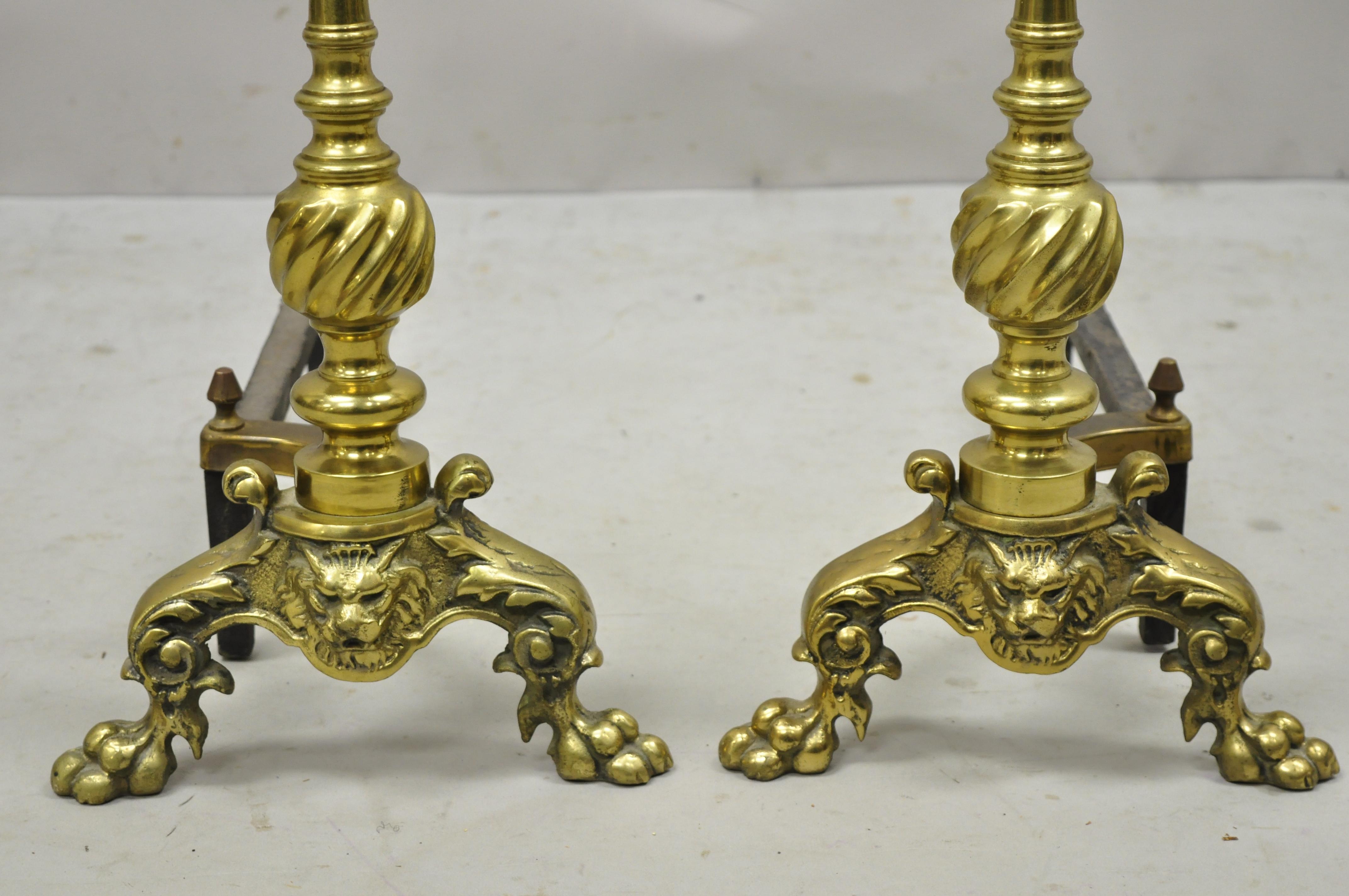 antique brass andirons