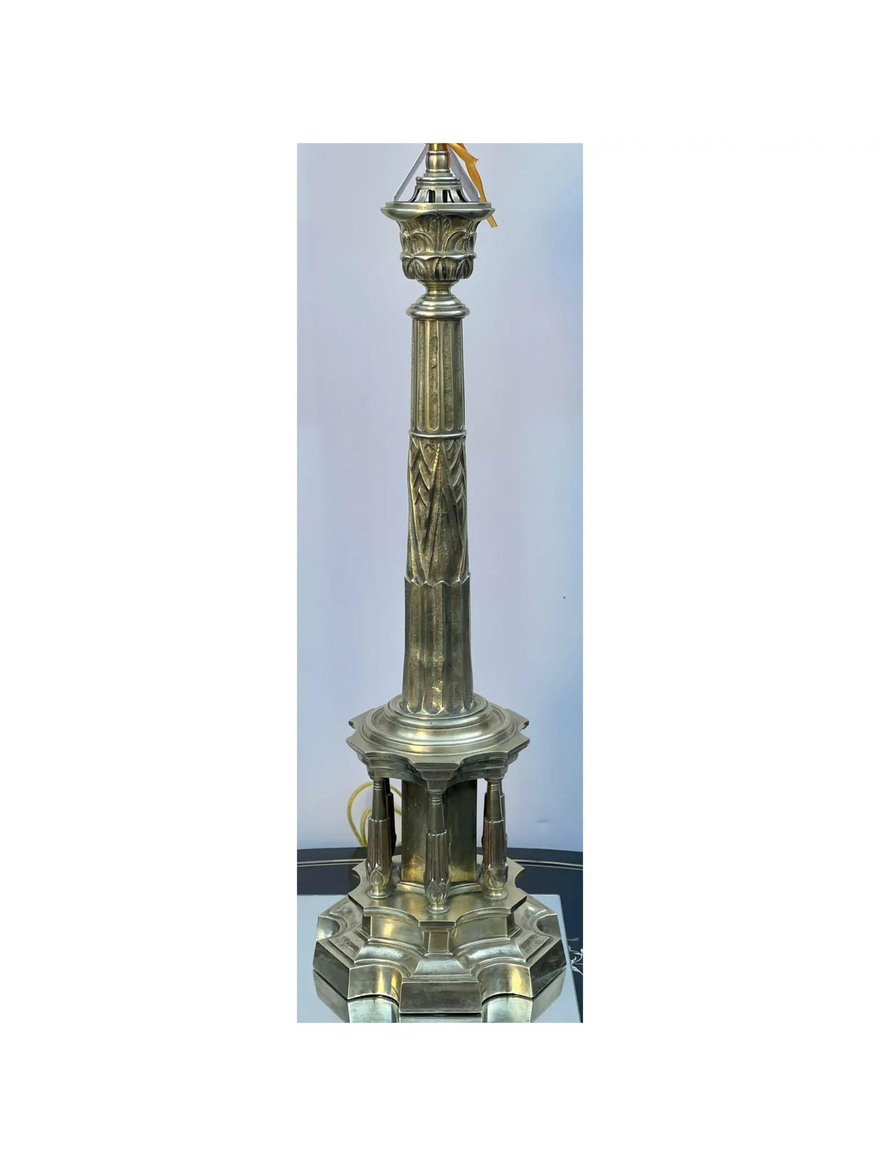 Antique Empire Bronze Column Table Lamp, Early 19th Century For Sale 1