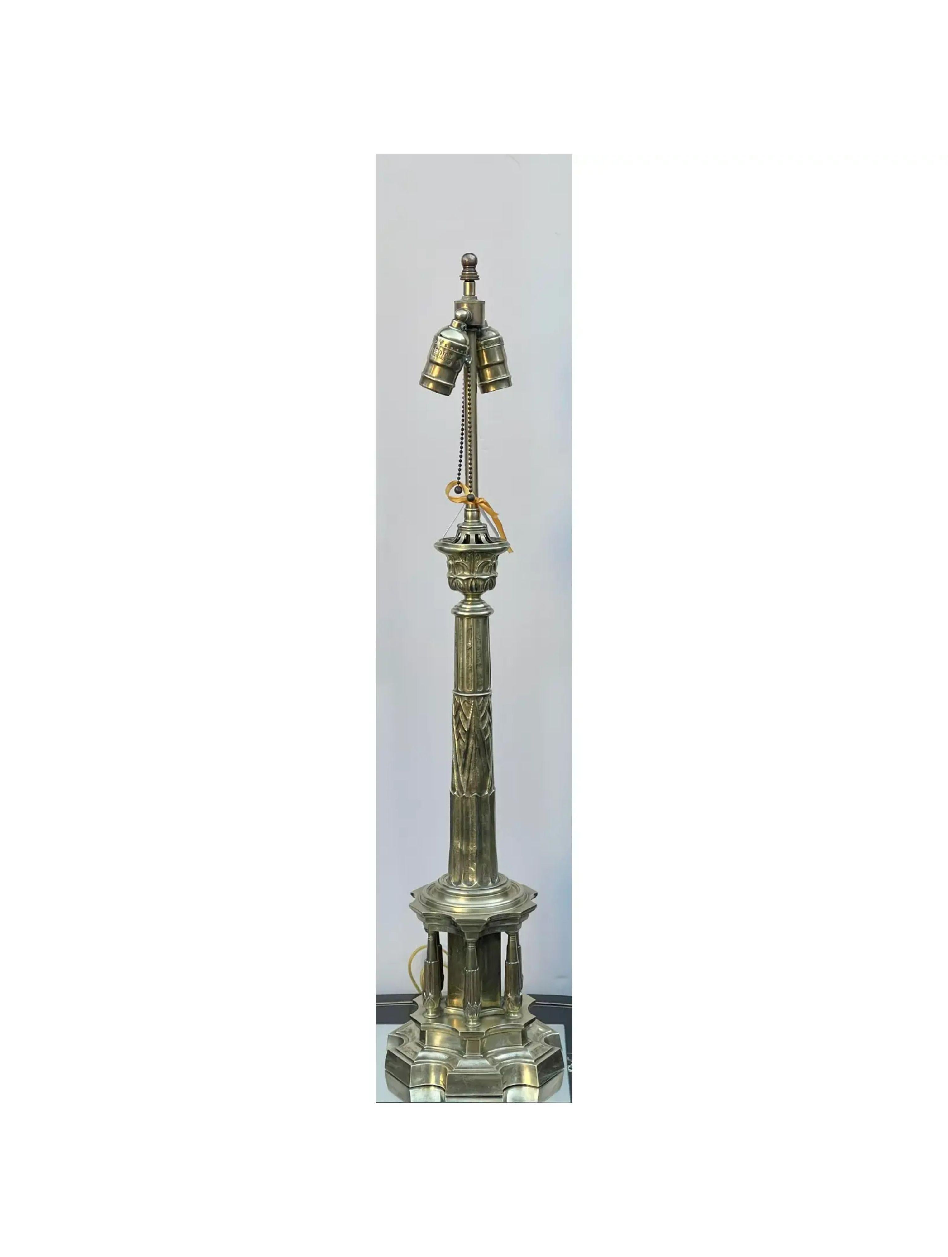 Antique Empire Bronze Column Table Lamp, Early 19th Century For Sale 2