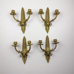 Antique Empire Bronze Wall Candle Sconce, Italy, Late 19th Century