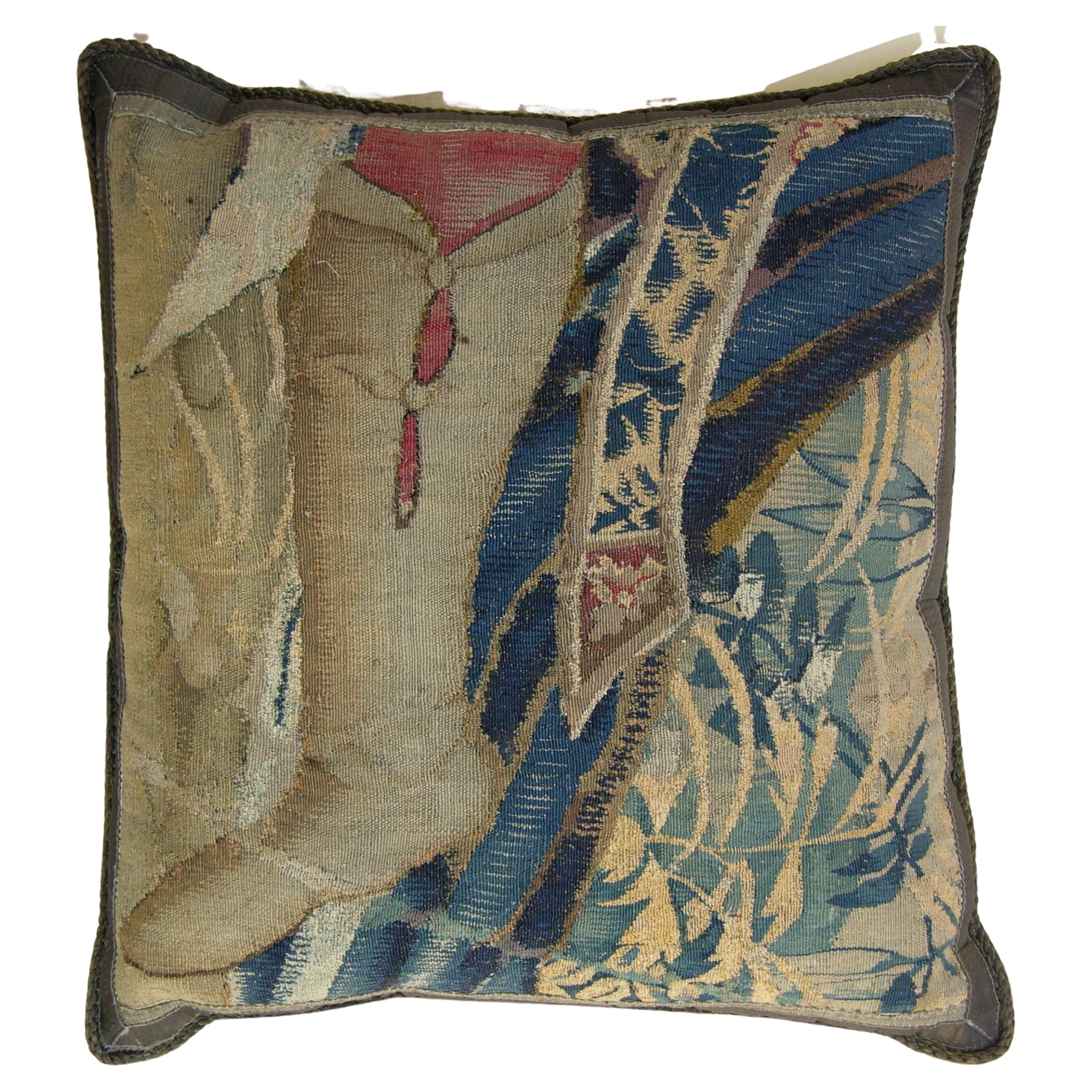 Antique Empire Brussels Tapestry Pillow - 22'' X 22'' For Sale