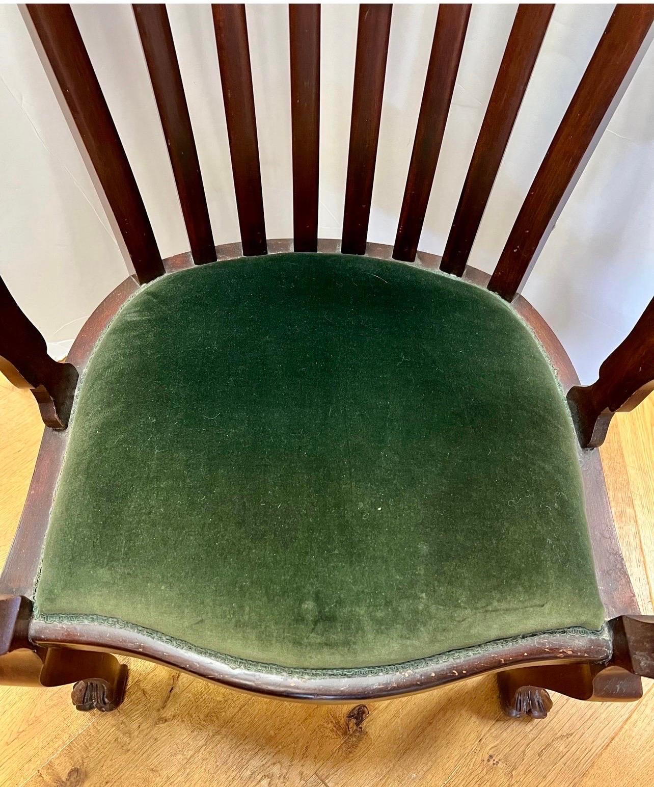Antique Empire Carved Mahogany Chair with Figural Heads at Armrests In Good Condition In West Hartford, CT