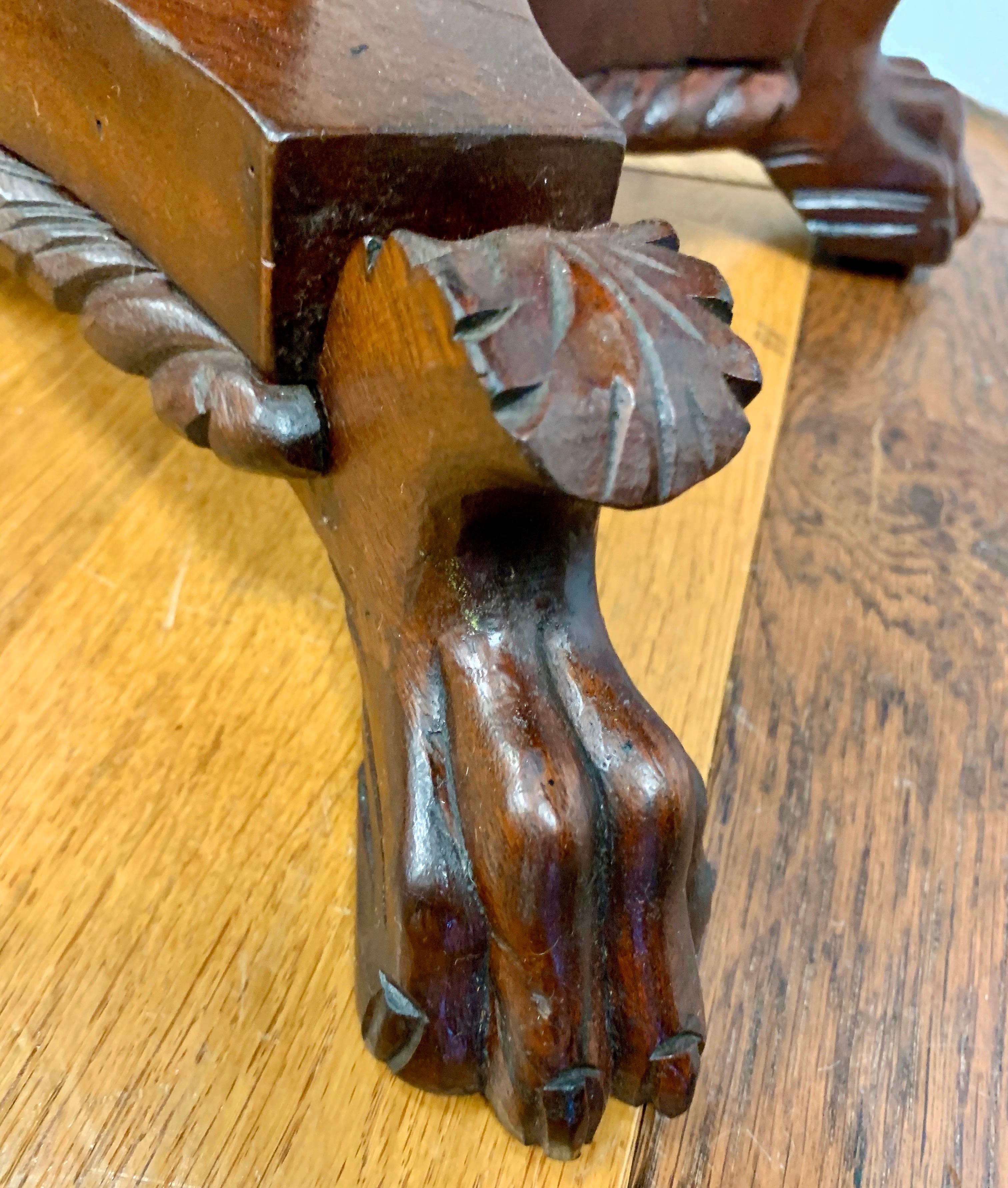 American Antique Empire Carved Mahogany Drop-Leaf Pedestal End Table