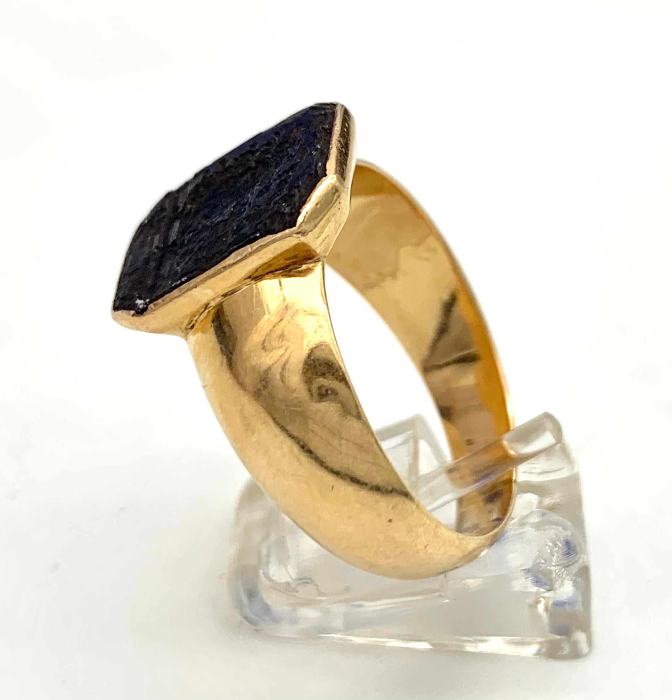 Men's Antique Empire Cast Iron Intaglio 18 Karat Gold Ring  Gentlemen Signet Ring